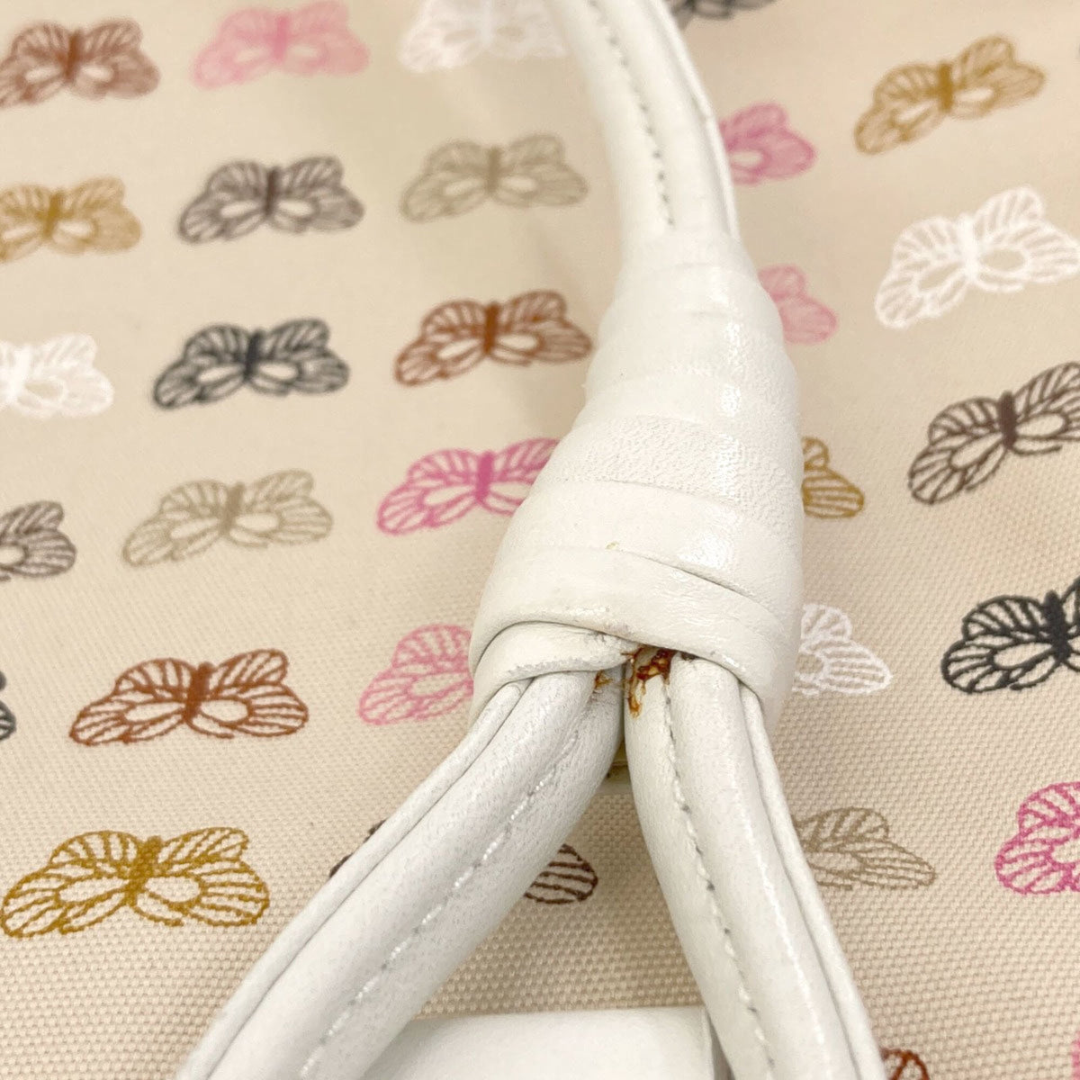 Bottega Veneta Beige Pink White Canvas Tote Bag (Pre-Owned)