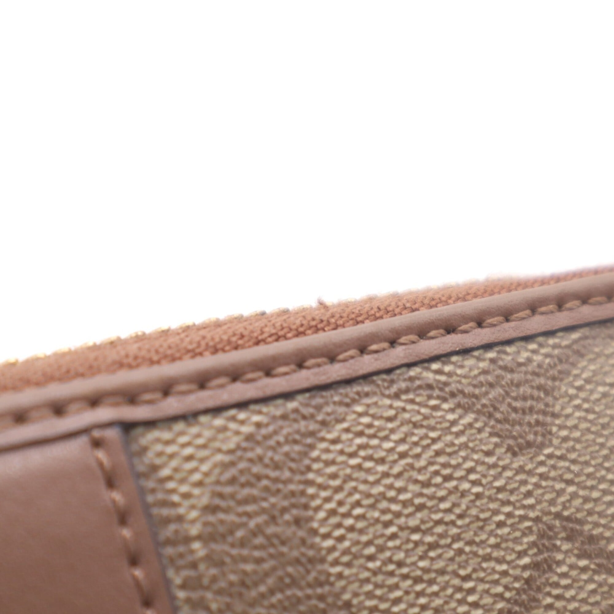 Coach Signature Beige Brown Multi-Color Signature Line Long Wallet (Bi-Fold) (Pre-Owned)
