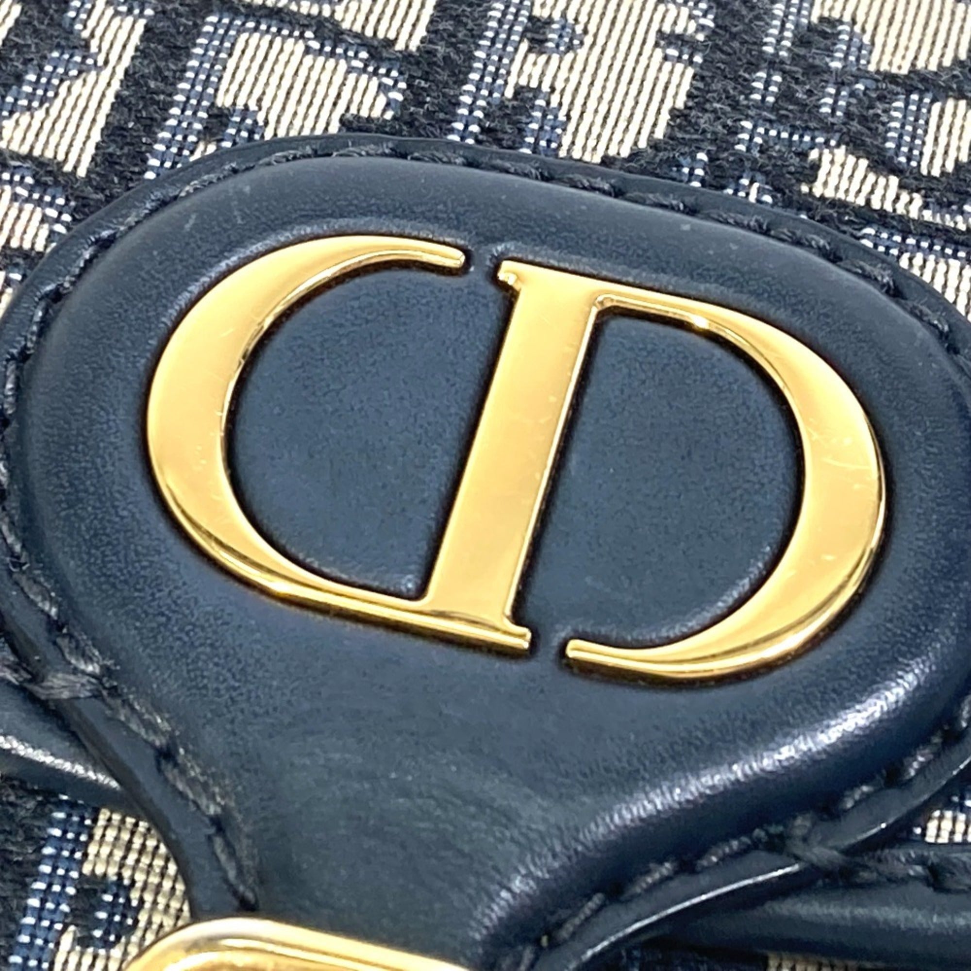 Christian Dior Navy Canvas Leather Pochette Shoulder Bag (Pre-Owned)