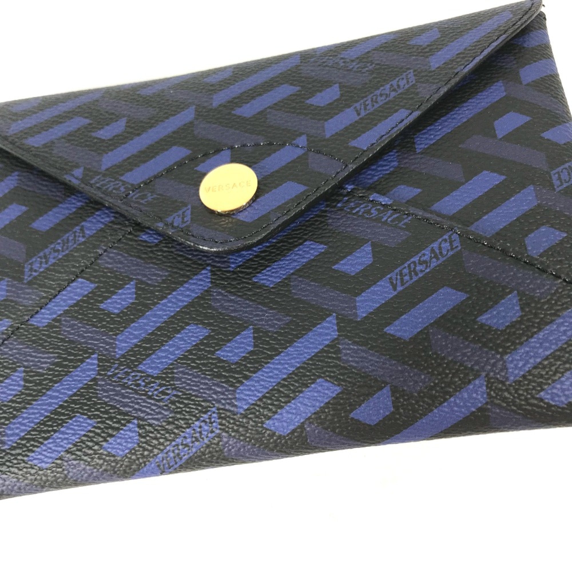 Versace Blue Leather Pouch (Pre-Owned)