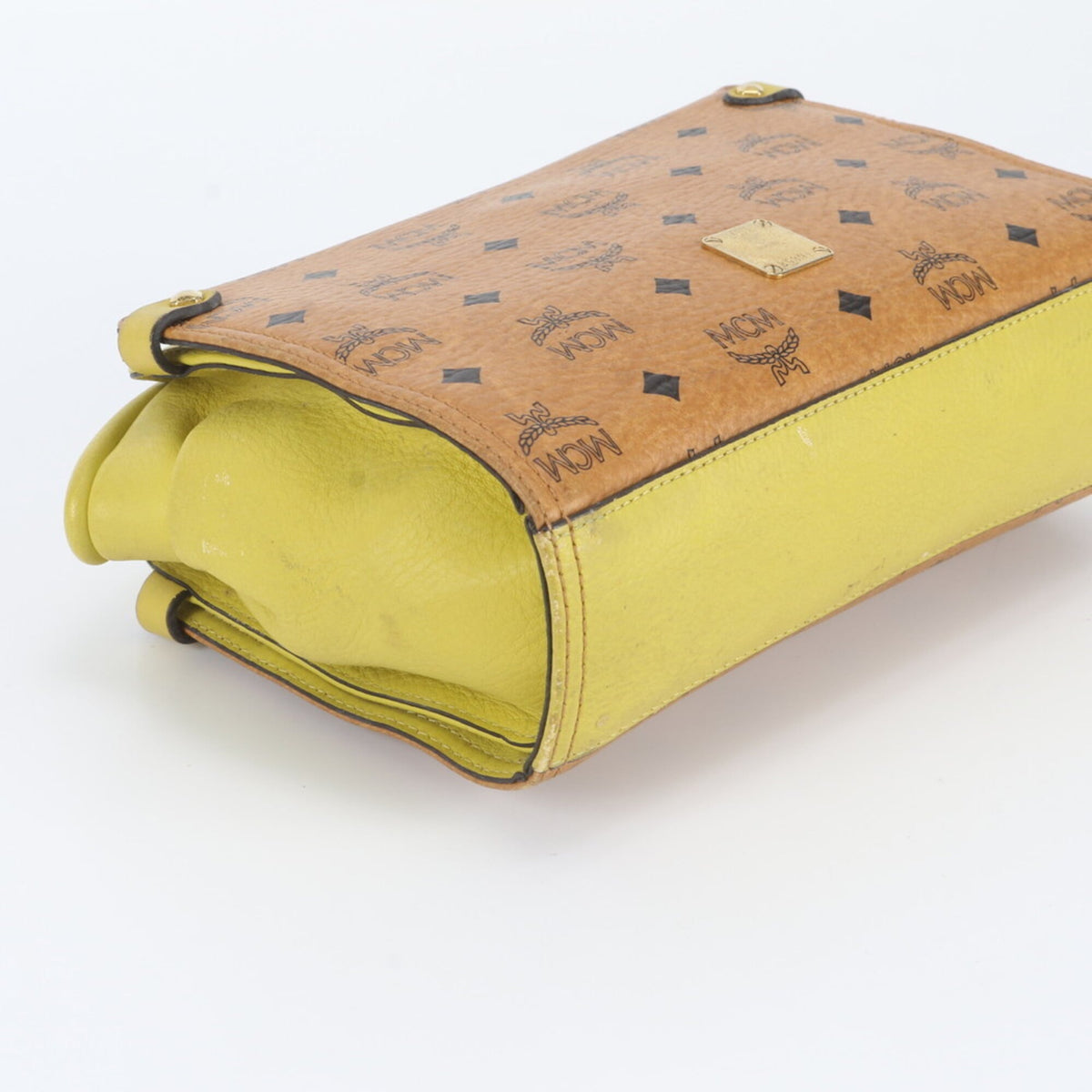 Mcm Brown Green Leather Coated Canvas Crossbody Bag Shoulder Bag (Pre-Owned)