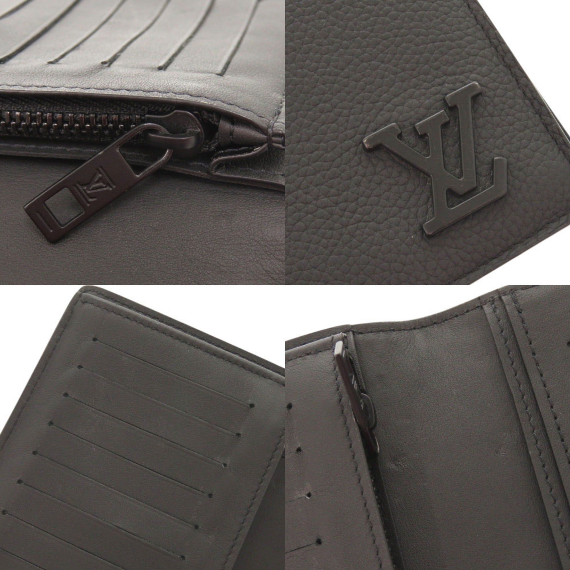 Louis Vuitton Black Leather Long Wallet (Bi-Fold) (Pre-Owned)