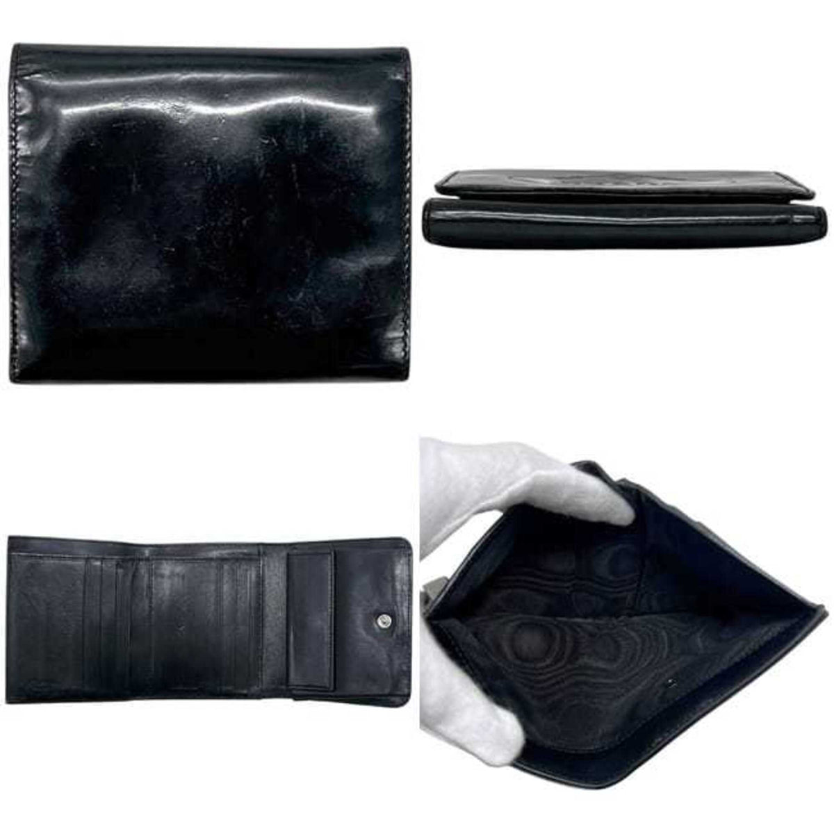 Prada Black Nero Patent Leather Wallet (Tri-Fold) (Pre-Owned)