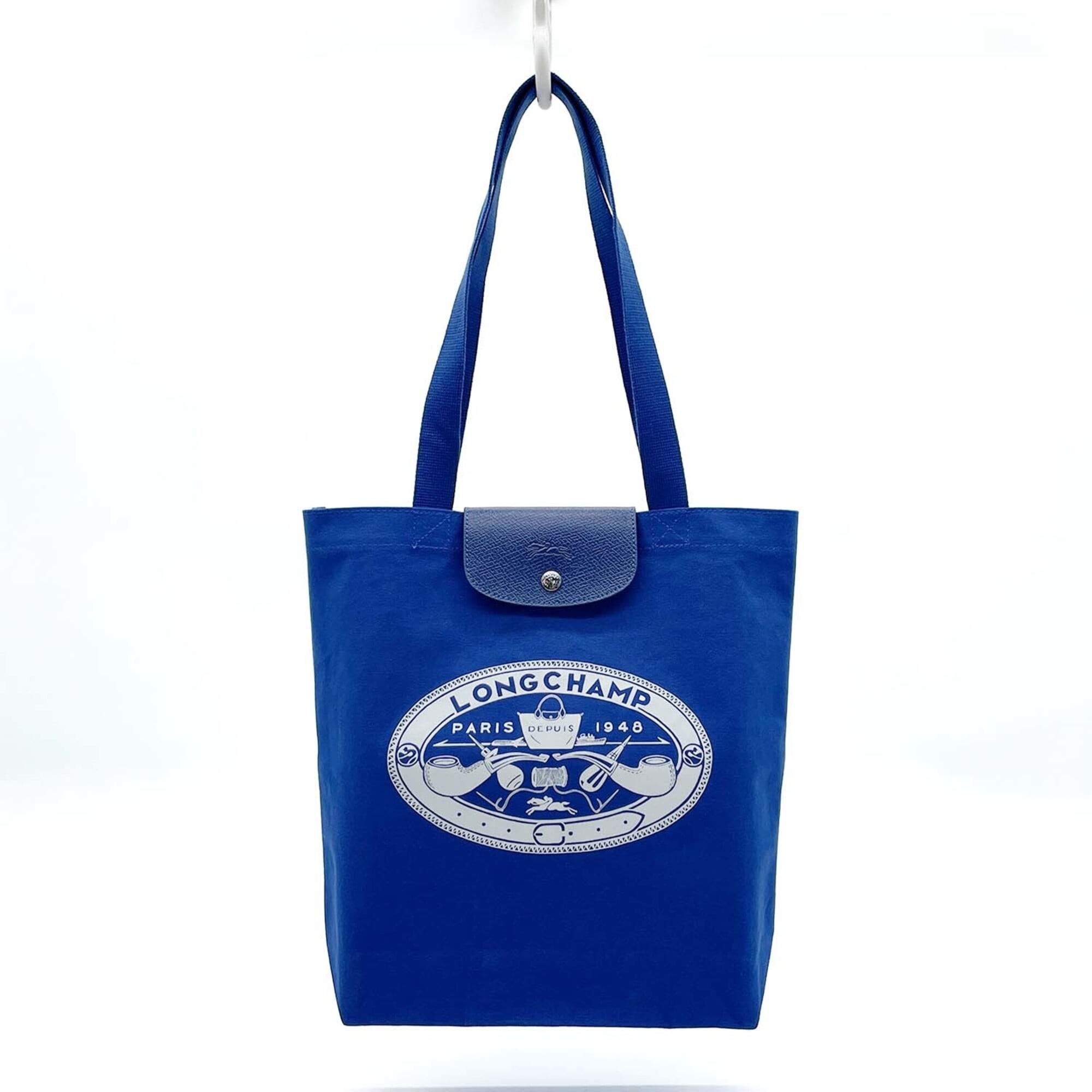 Longchamp Blue White Tote Bag (Pre-Owned)