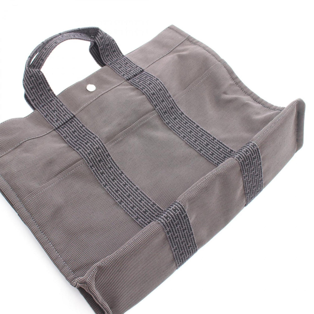 Hermes Gray Nylon Canvas Handbag Tote Bag (Pre-Owned)