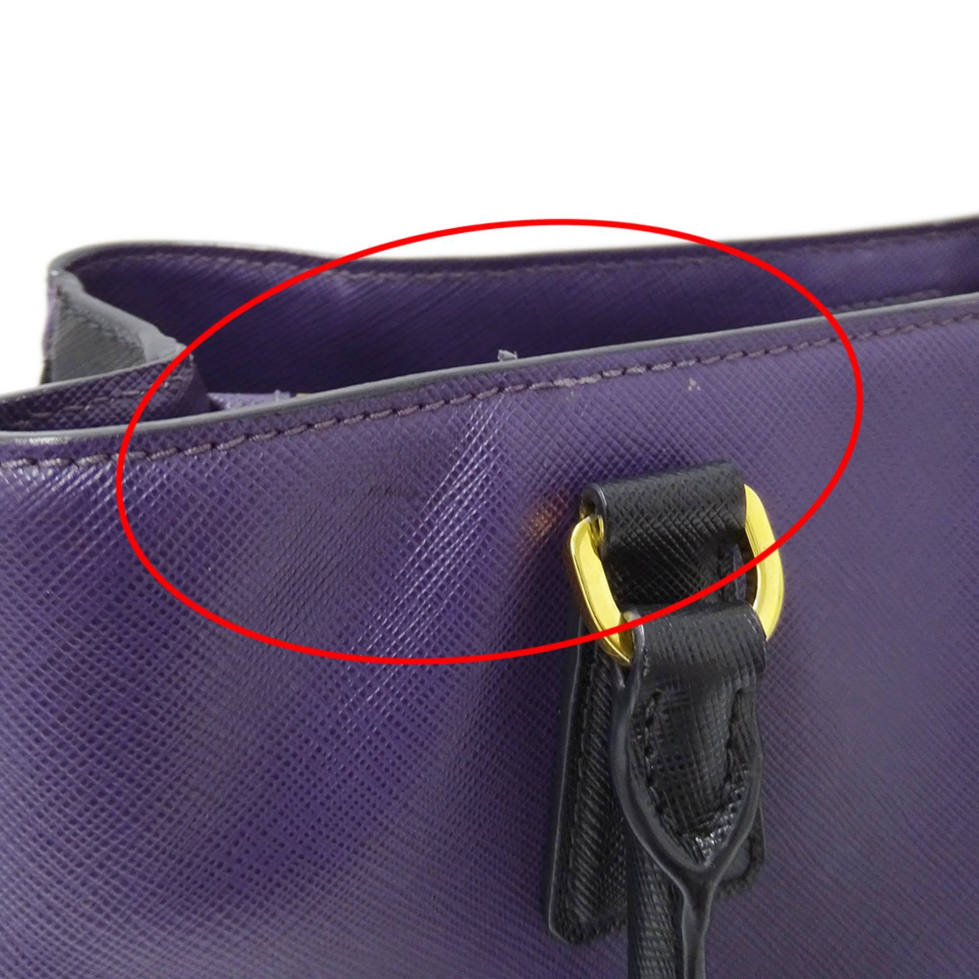Prada Black Purple Leather Handbag Shoulder Bag (Pre-Owned)