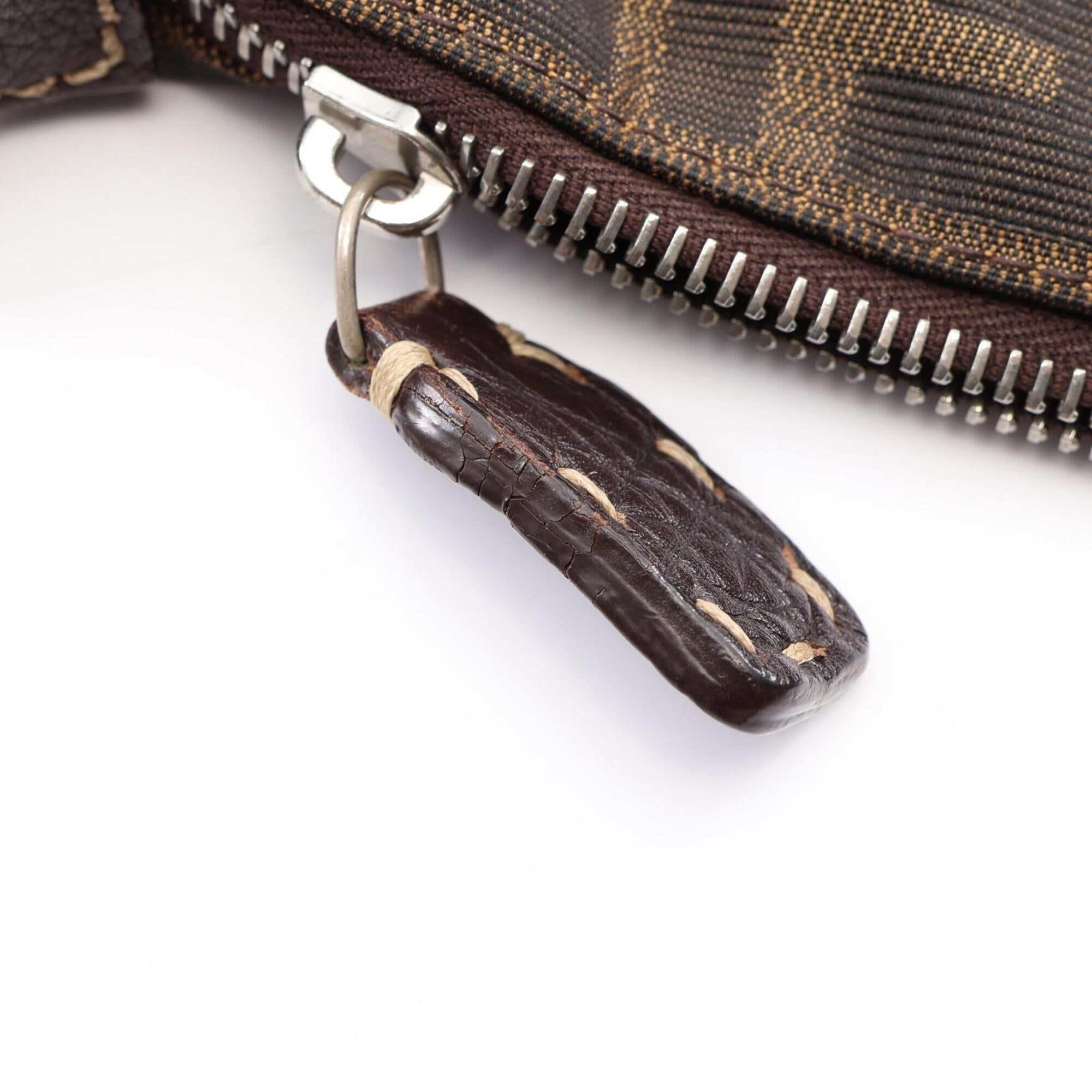 Fendi Brown Canvas Leather Handbag Shoulder Bag (Pre-Owned)