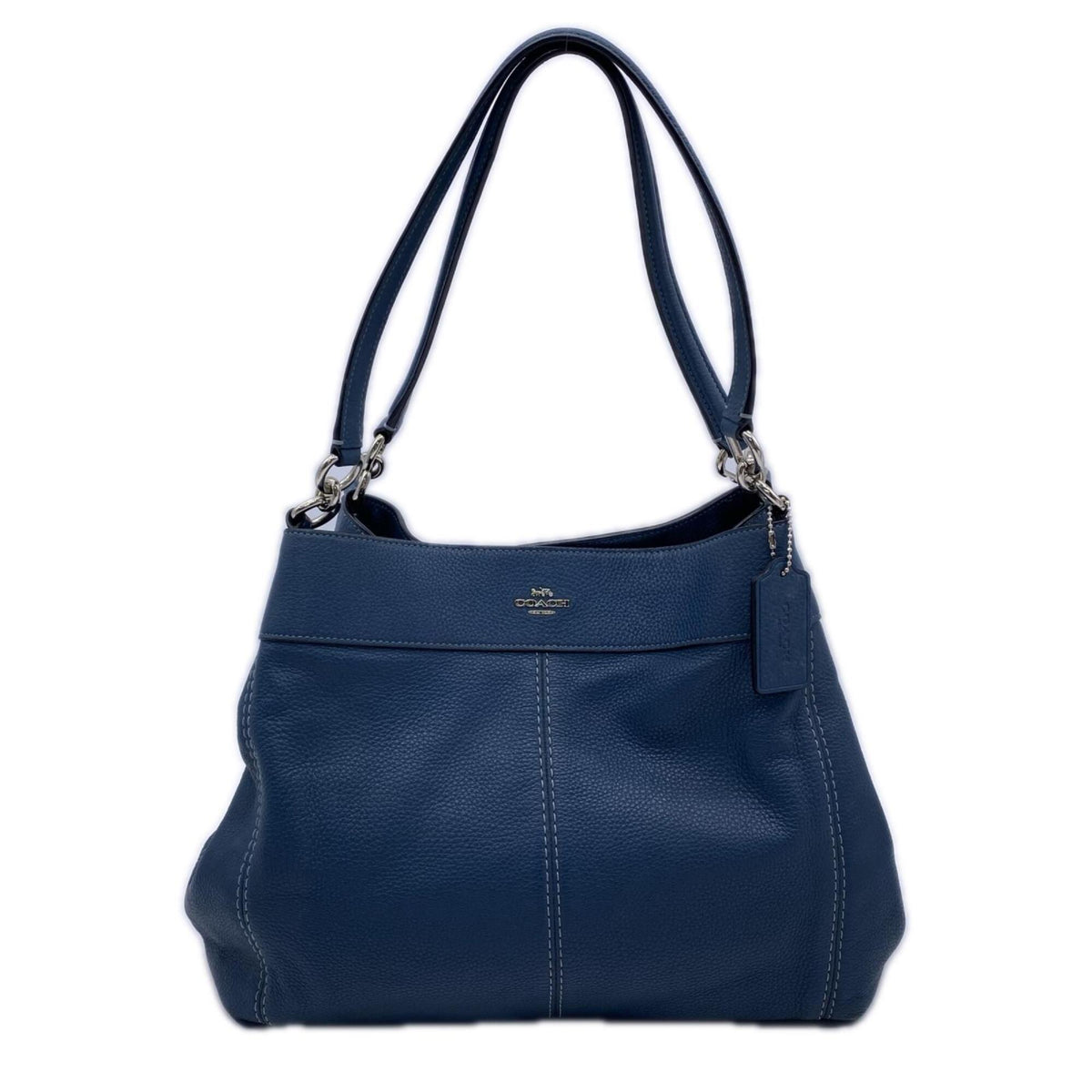 Coach Navy Leather Handbag Shoulder Bag (Pre-Owned)