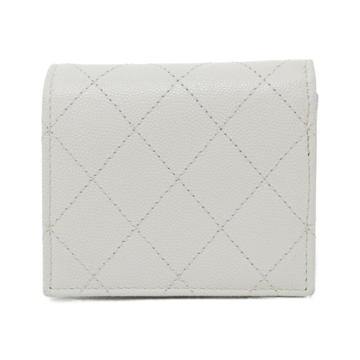 Chanel White Grained Calfskin Wallet (Bi-Fold) (Pre-Owned)