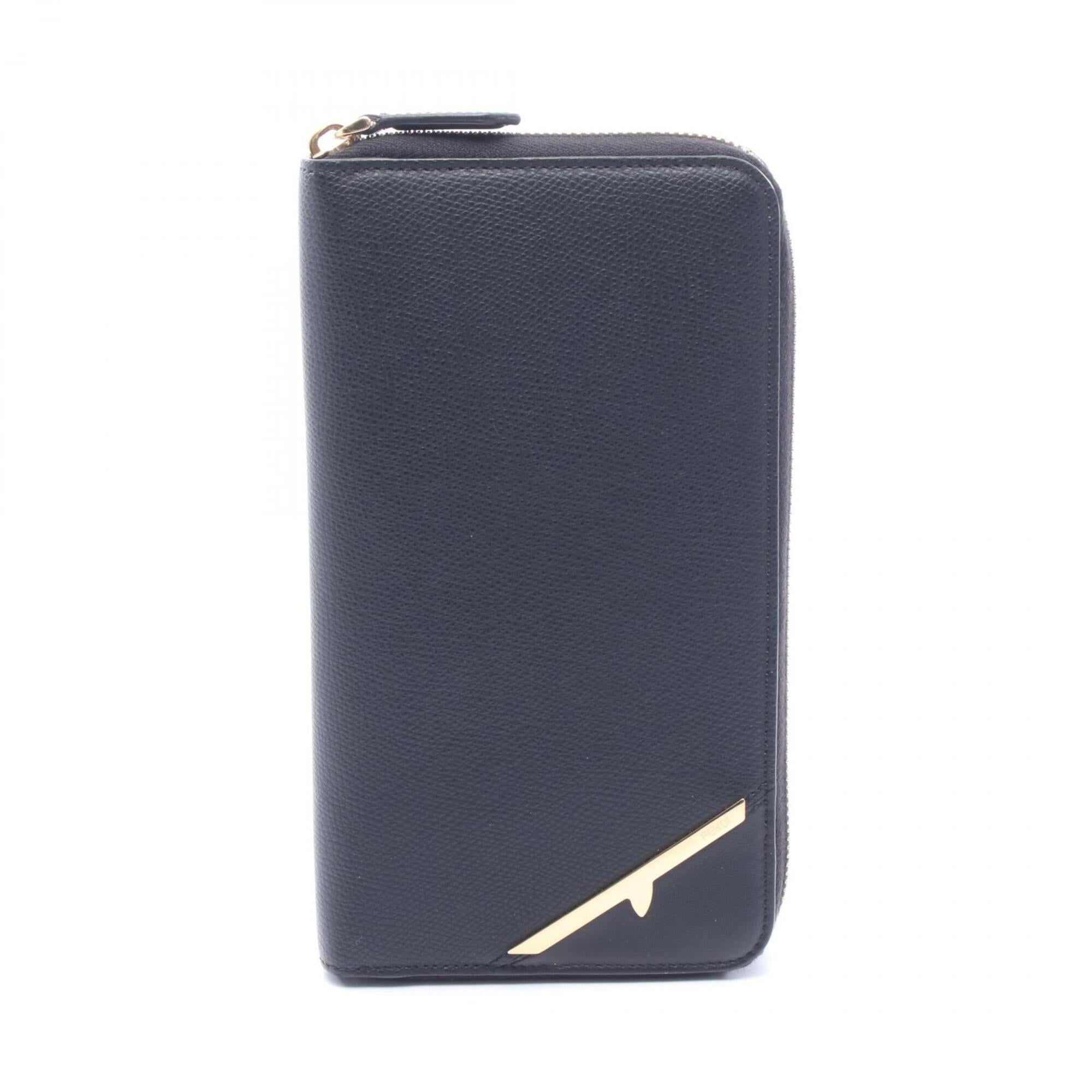 Fendi Black Leather Long Wallet (Bi-Fold) (Pre-Owned)