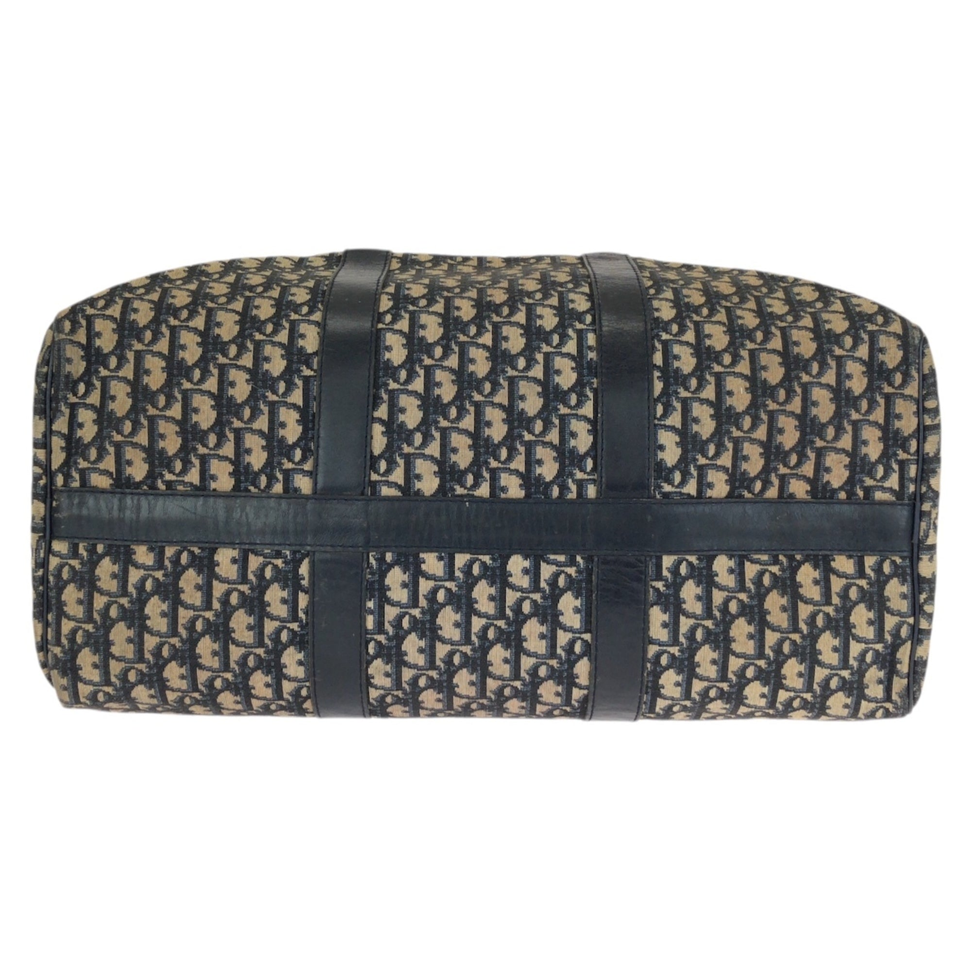 Christian Dior Navy Canvas Leather Boston Bag (Pre-Owned)