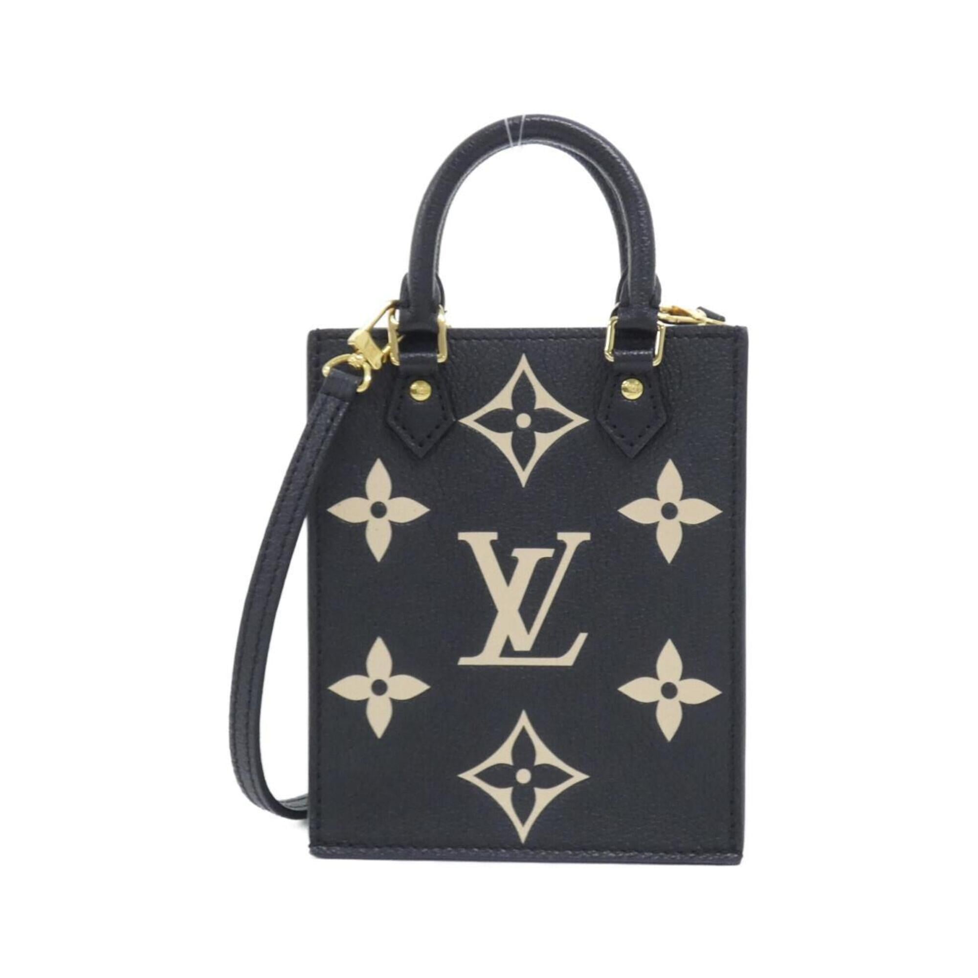 Louis Vuitton Beige Black Leather Shoulder Bag (Pre-Owned)