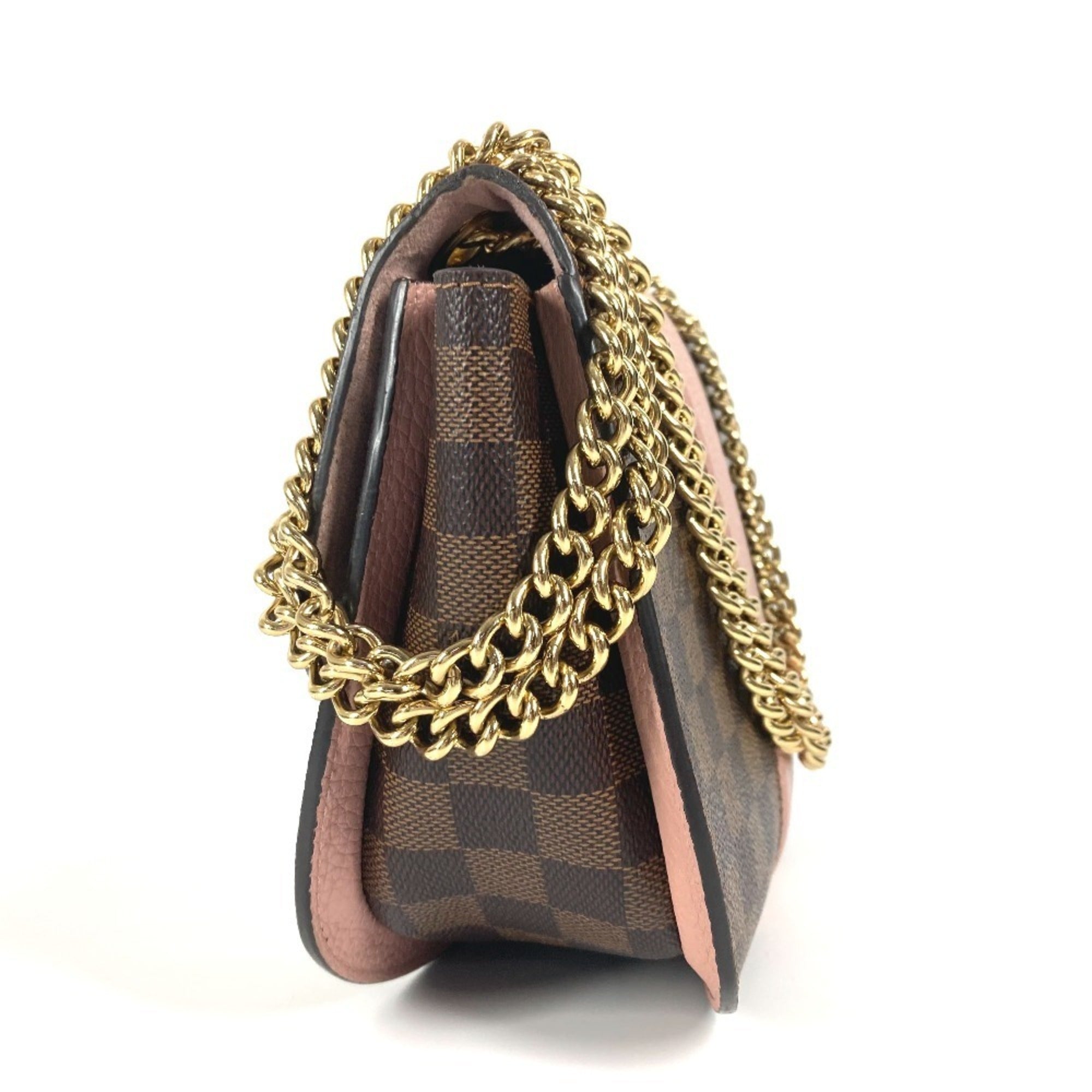 Louis Vuitton Brown Pink Damier Canvas Pochette Shoulder Bag (Pre-Owned)