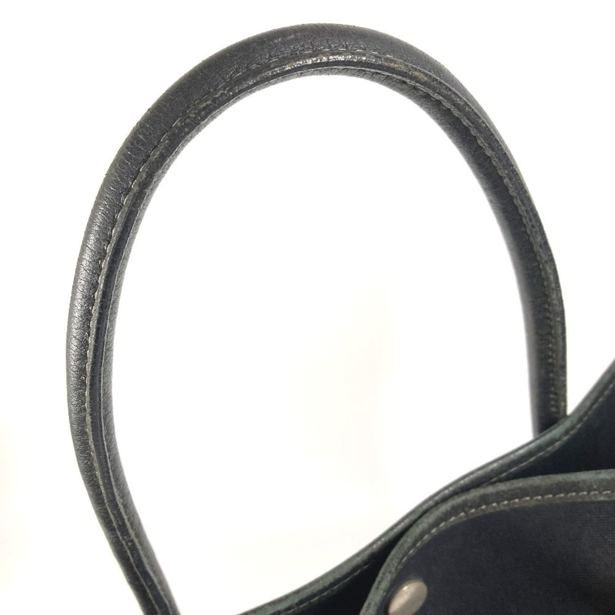 Hermes Black Canvas Leather Shoulder Bag Tote Bag (Pre-Owned)
