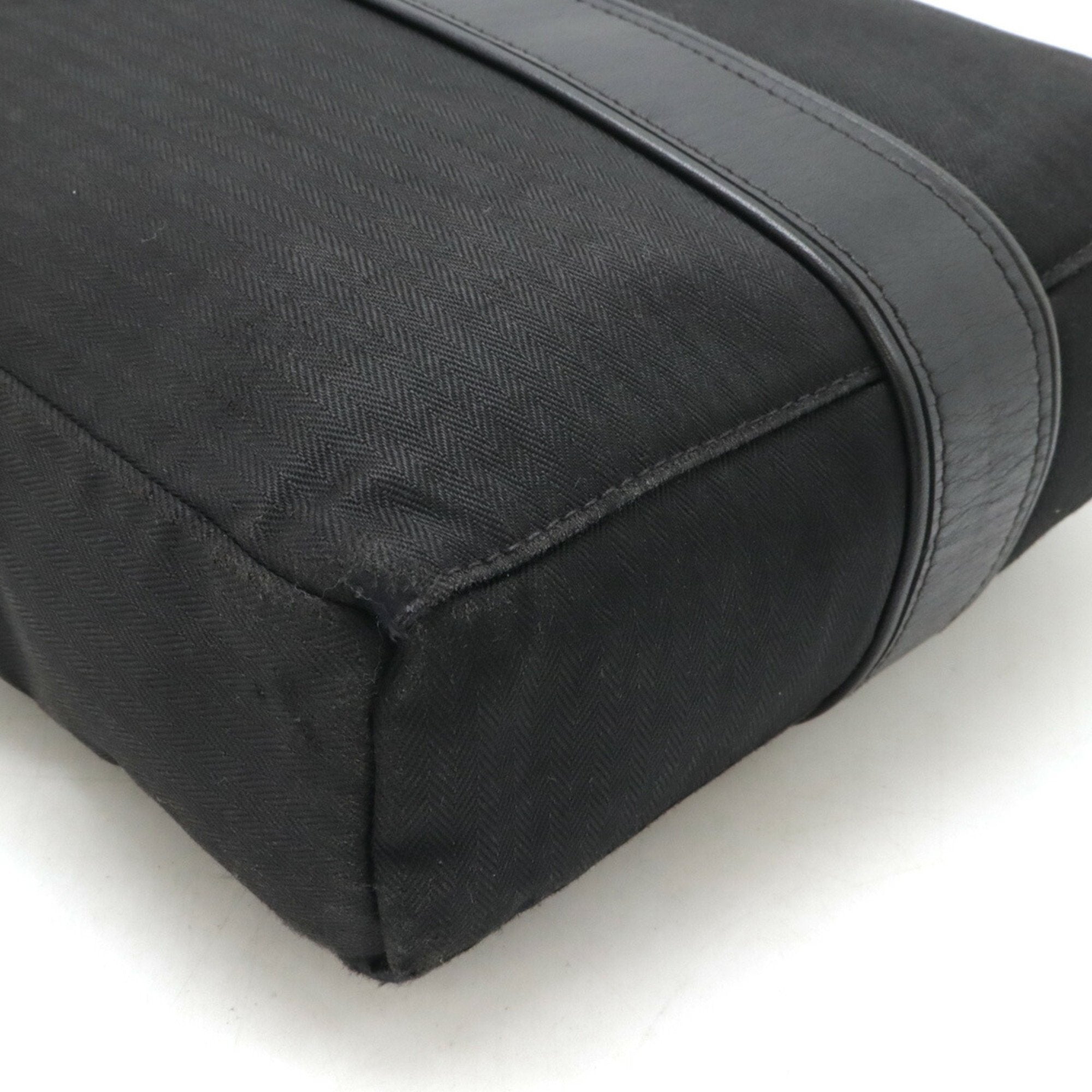 Hermes Acapulco Black Toile Chevron Leather Pochette Shoulder Bag (Pre-Owned)