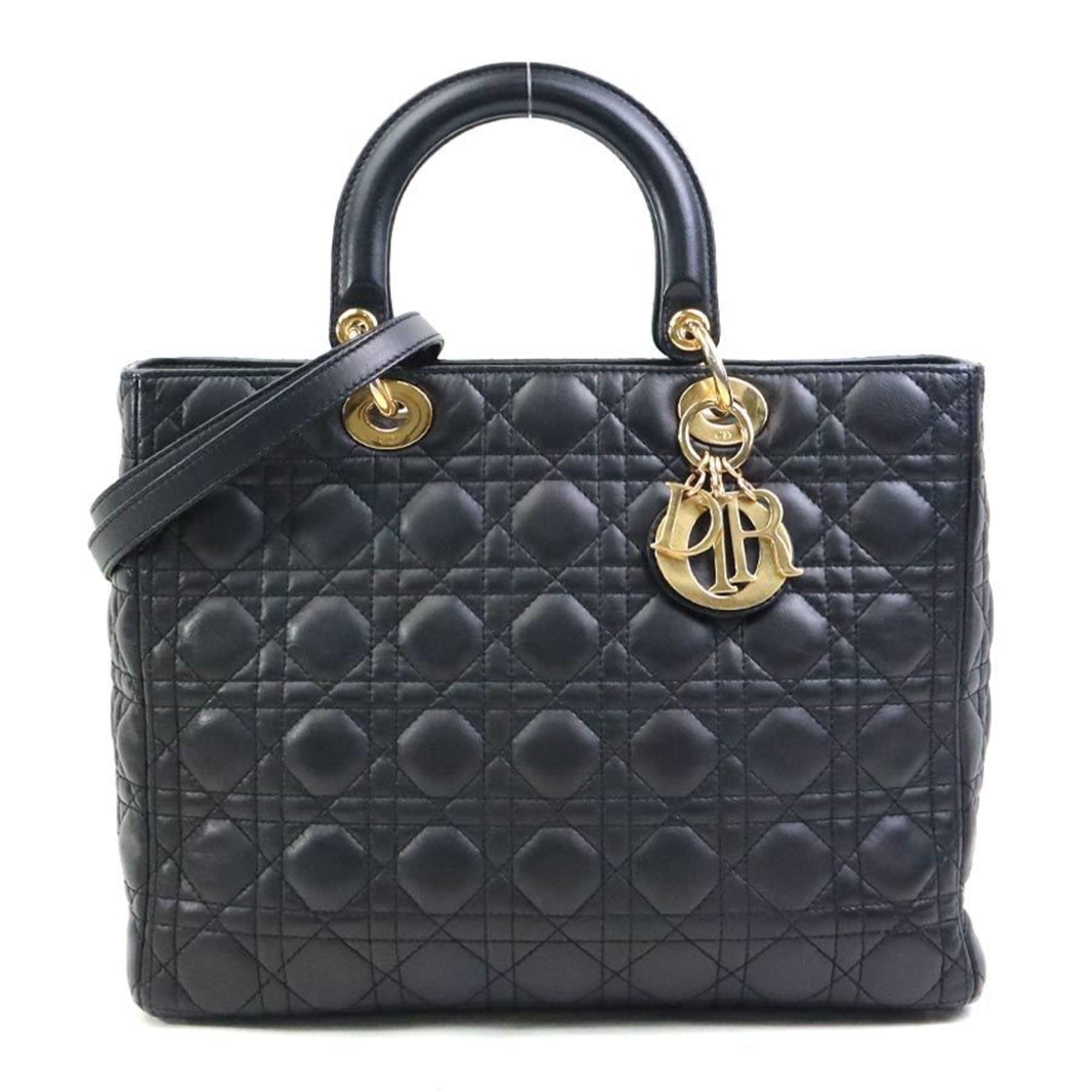 Christian Dior Black Leather Handbag Shoulder Bag (Pre-Owned)