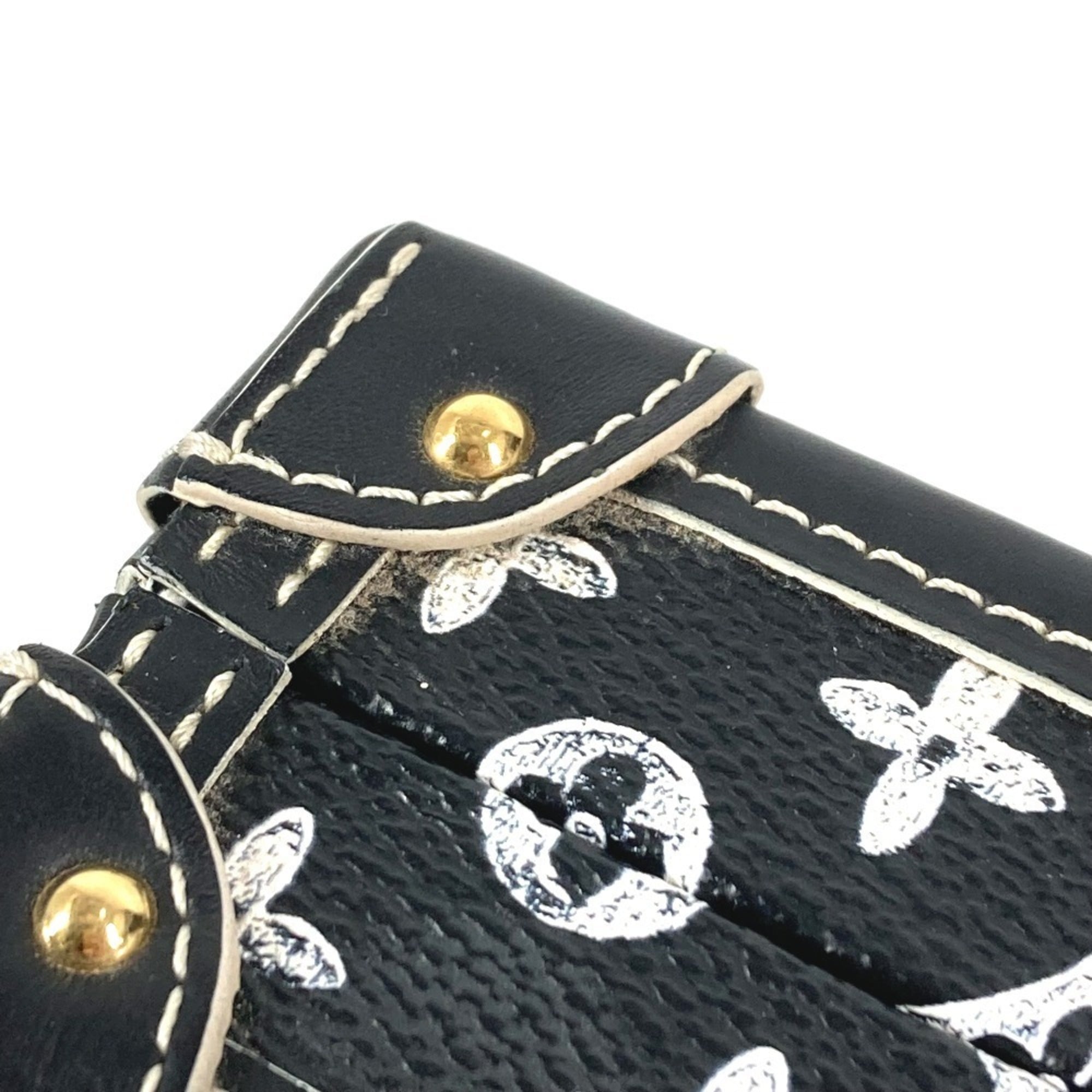 Louis Vuitton Monogram Black Leather Clutch Bag Shoulder Bag (Pre-Owned)