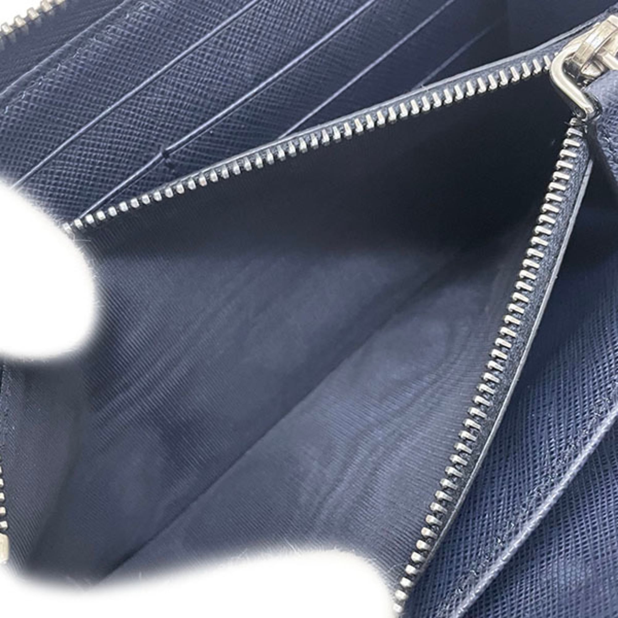 Prada Navy Leather Long Wallet (Bi-Fold) (Pre-Owned)