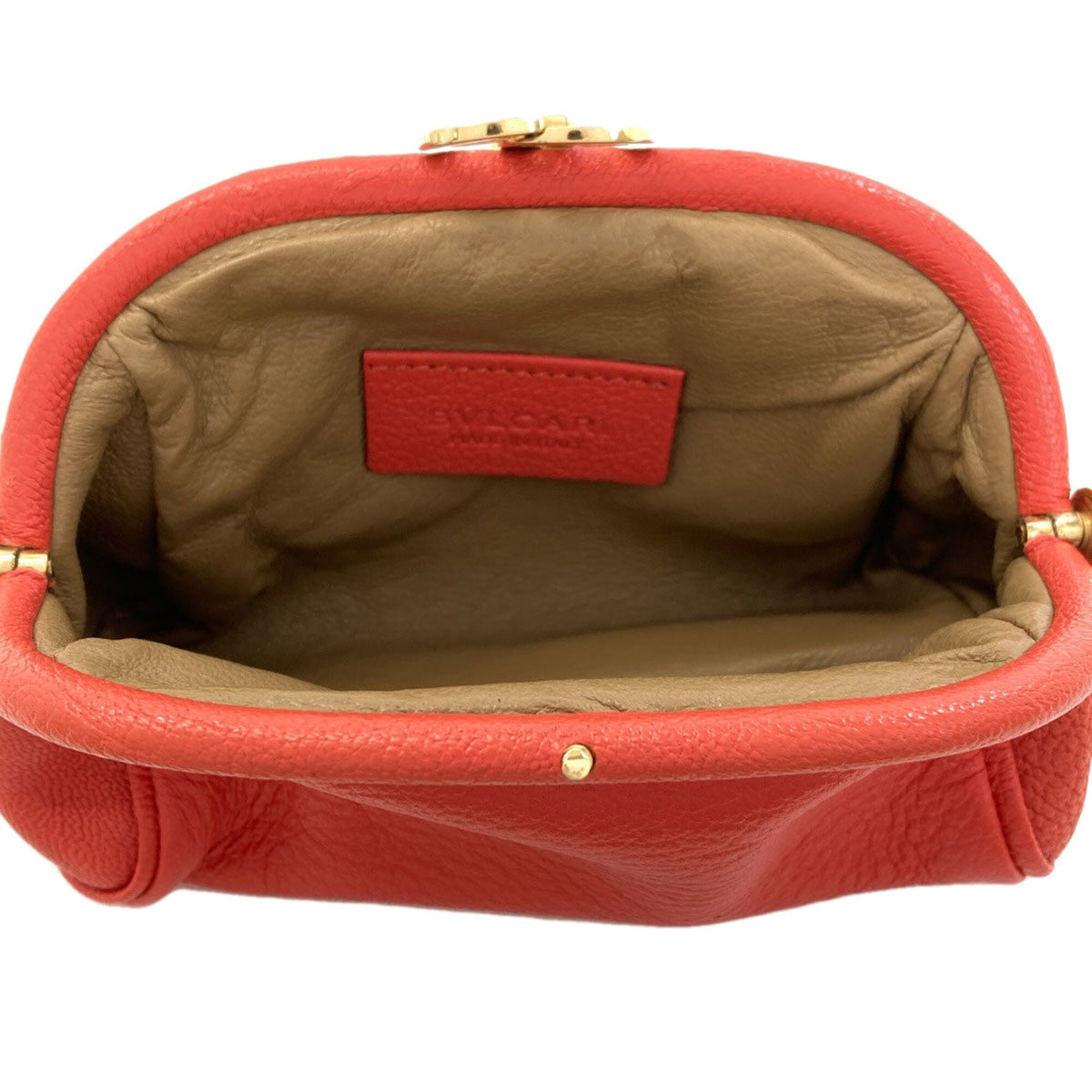 Bvlgari Red Color Leather Pouch Wash Bag (Pre-Owned)