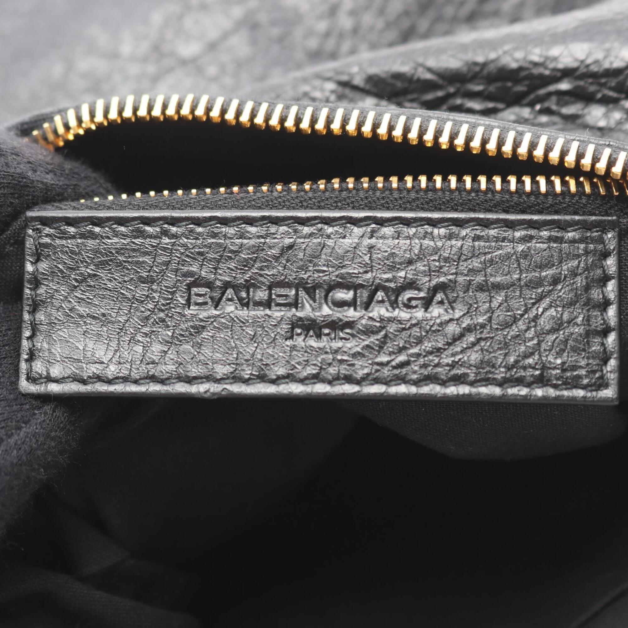 Balenciaga Black Leather Handbag Shoulder Bag (Pre-Owned)