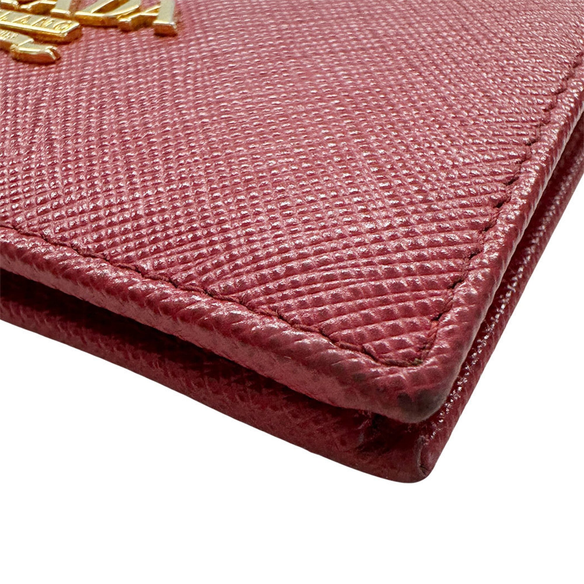 Prada Red Color Saffiano Wallet (Bi-Fold) (Pre-Owned)
