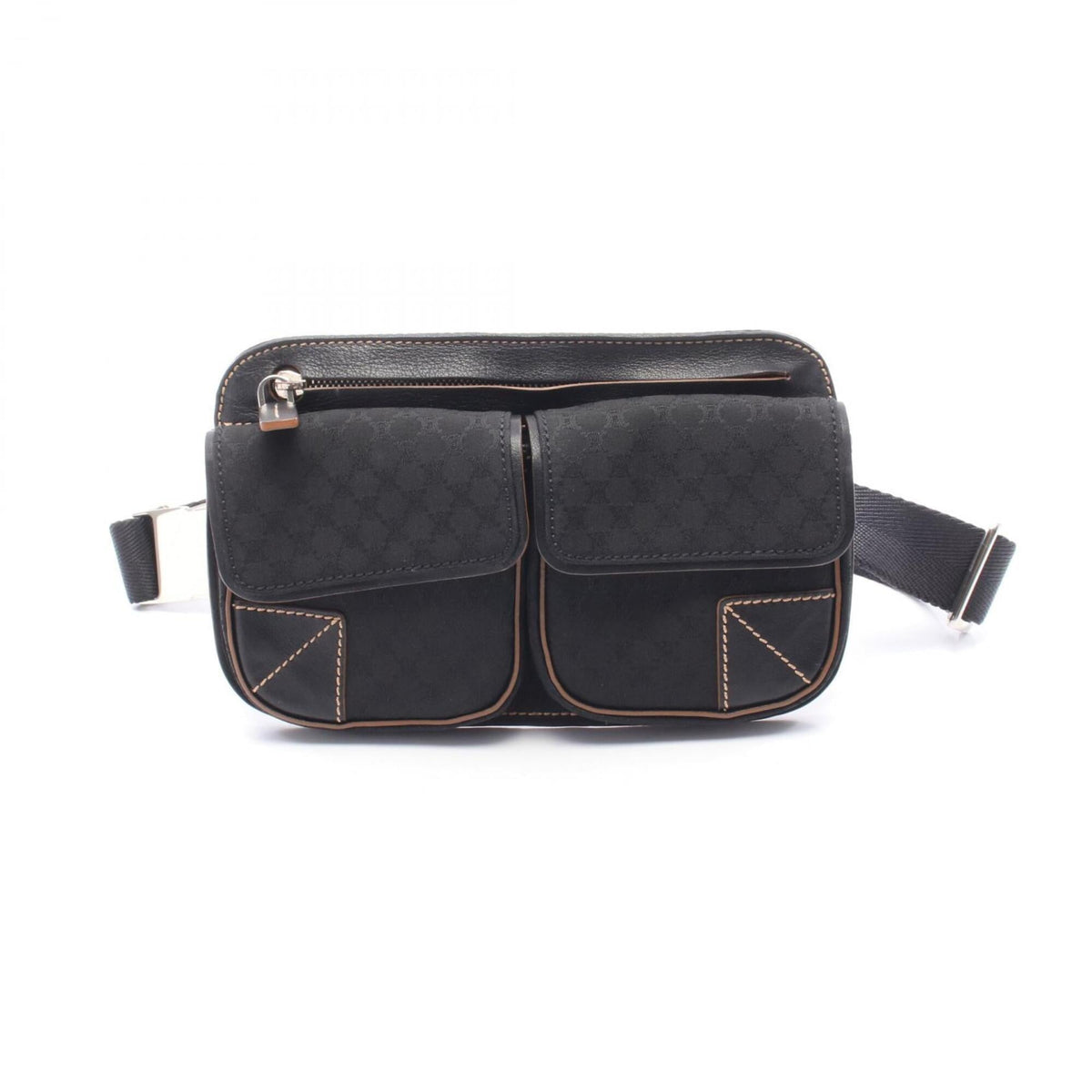 Celine Black Brown Canvas Leather Fanny Pack Handbag (Pre-Owned)