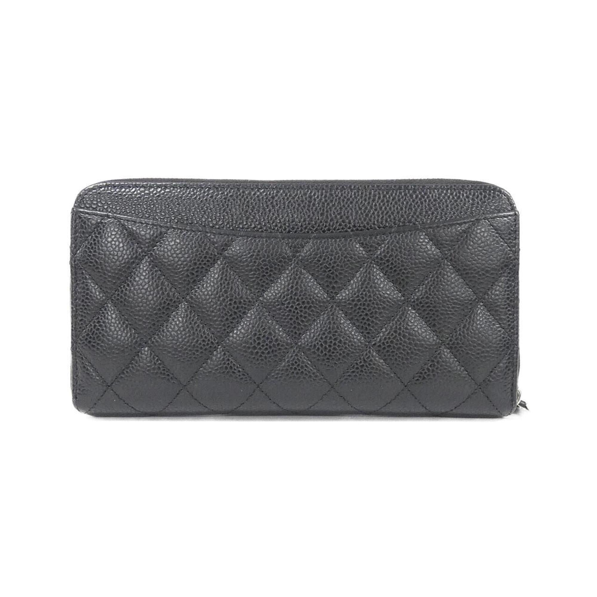 Chanel Black Bordeaux Grained Calfskin Long Wallet (Bi-Fold) (Pre-Owned)