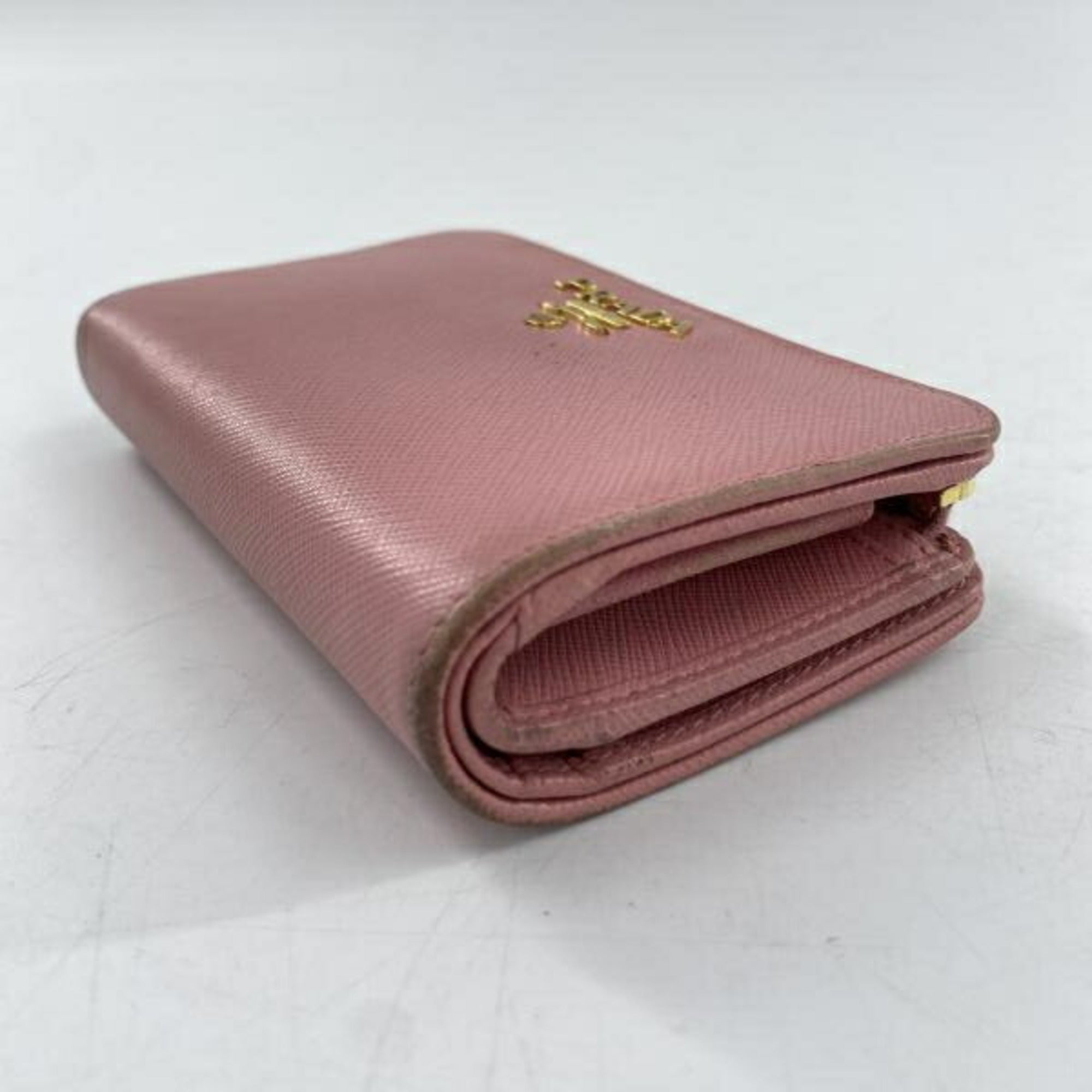 Prada Pink Saffiano Triangle Wallet (Bi-Fold) (Pre-Owned)