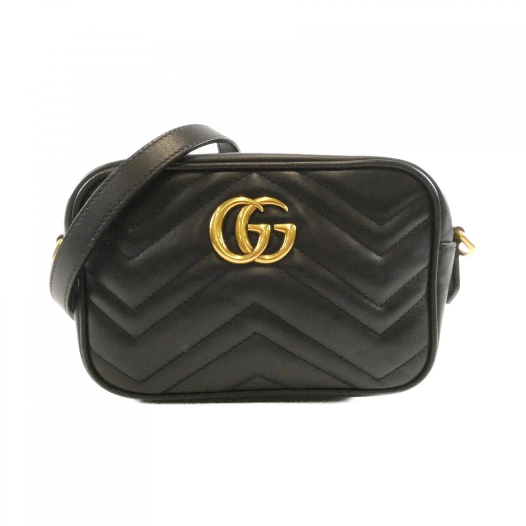 Gucci Gg Marmont Black Quilting Shoulder Bag (Pre-Owned)