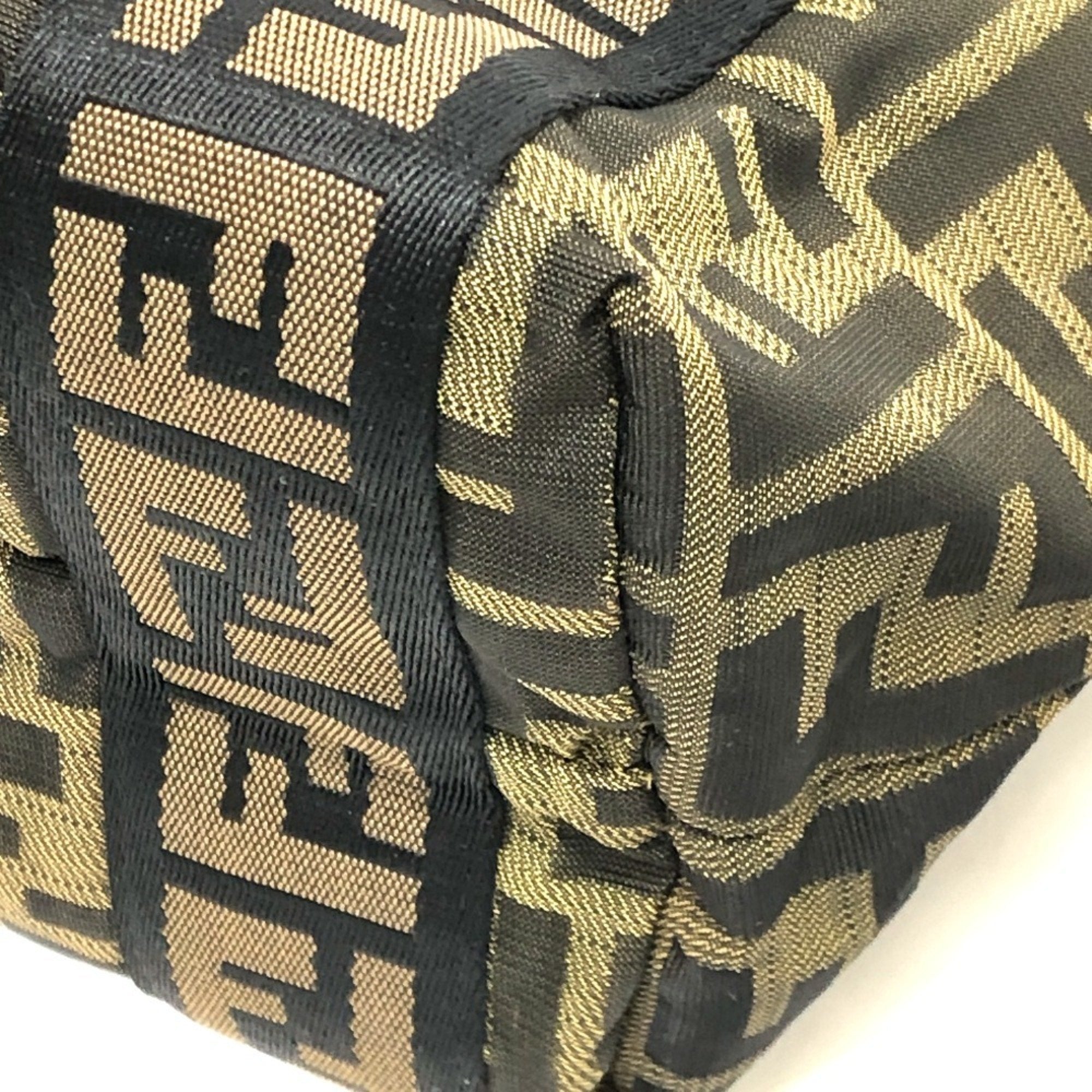 Fendi Zucca Black Brown Canvas Handbag Tote Bag (Pre-Owned)
