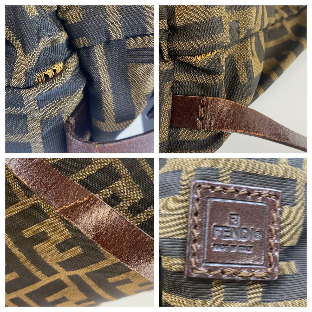 Fendi Black Brown Nylon Leather Backpack (Pre-Owned)