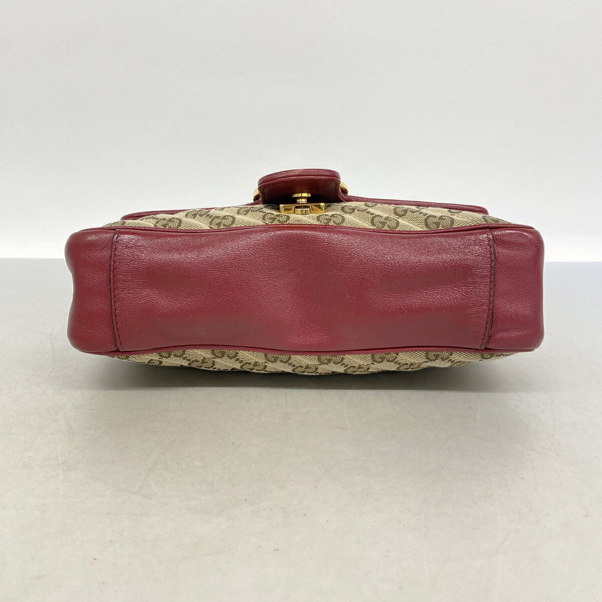 Gucci Beige Red Color Canvas Leather Shoulder Bag (Pre-Owned)