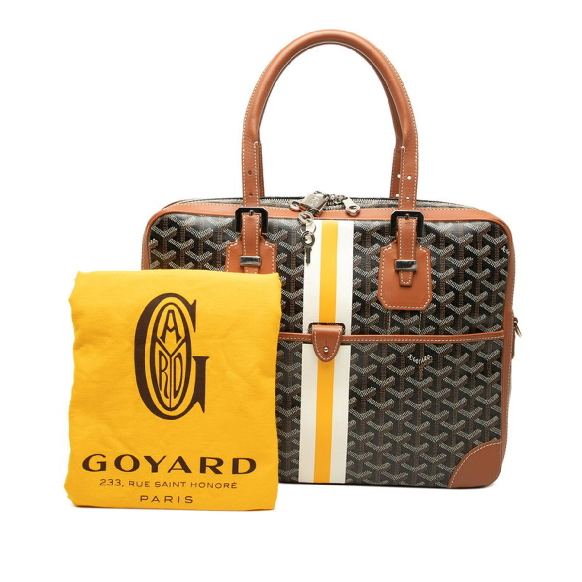 Goyard Brown White Yellow Pvc Leather Briefcase (Pre-Owned)
