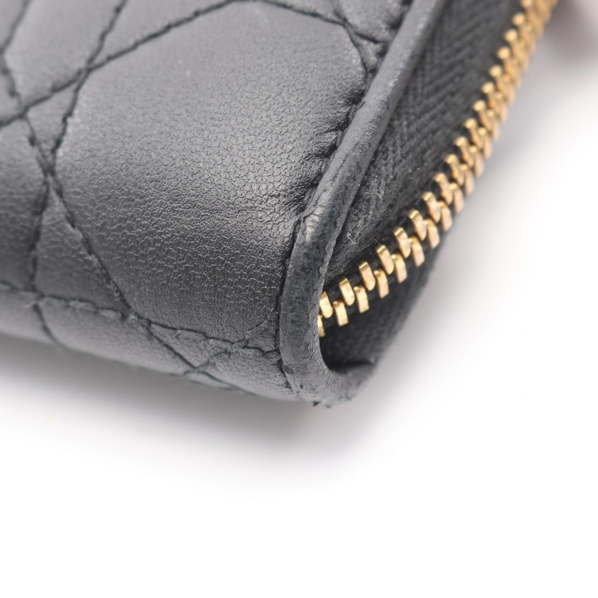 Christian Dior Black Leather Long Wallet (Bi-Fold) (Pre-Owned)