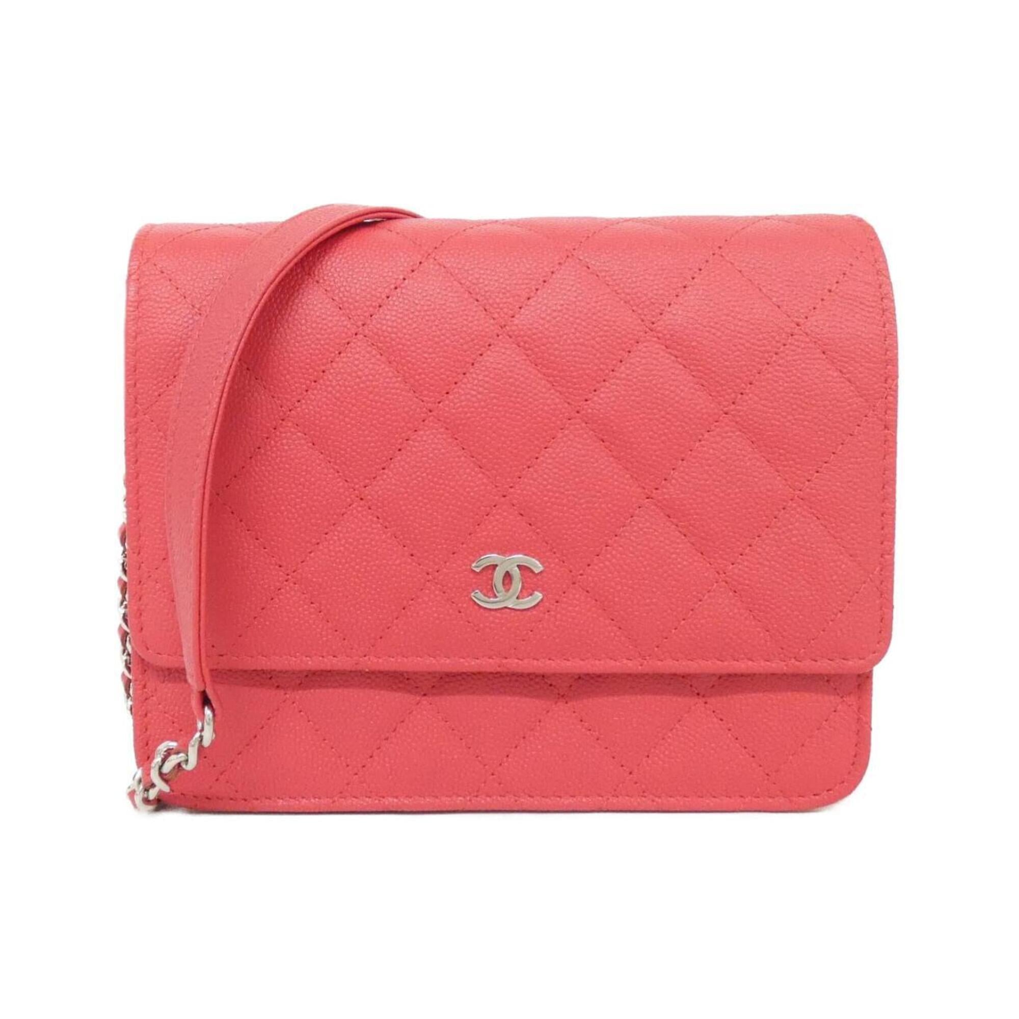 Chanel Pink Grained Calfskin Chain/Shoulder Wallet (Pre-Owned)