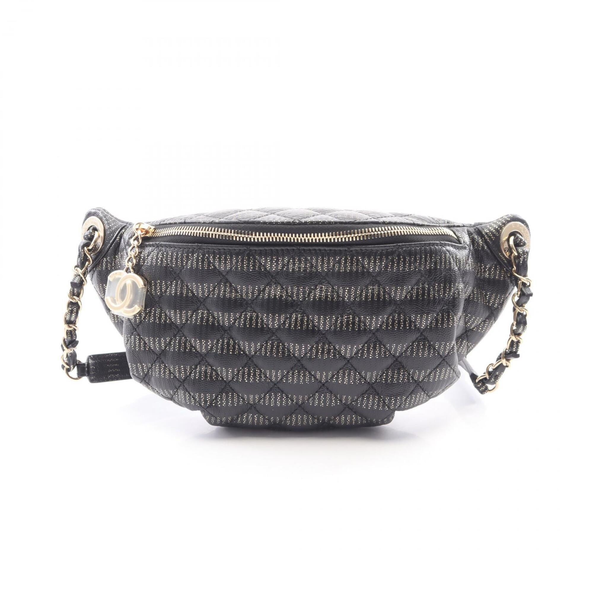 Chanel Black Leather Fanny Pack Handbag (Pre-Owned)