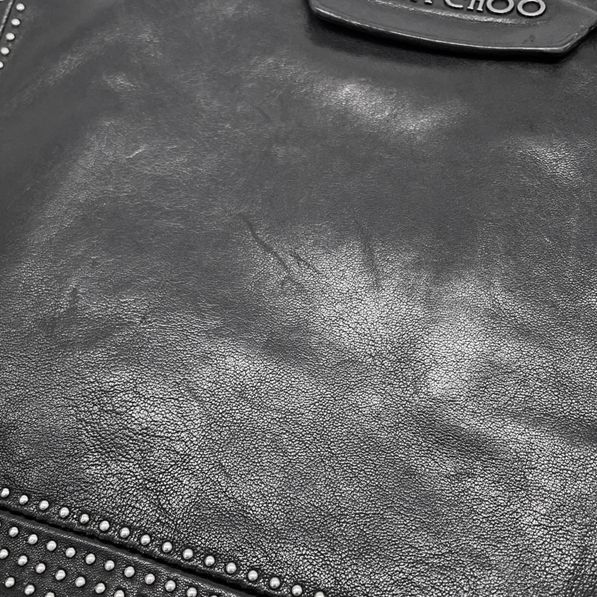 Jimmy Choo Black Leather Clutch Bag Handbag (Pre-Owned)