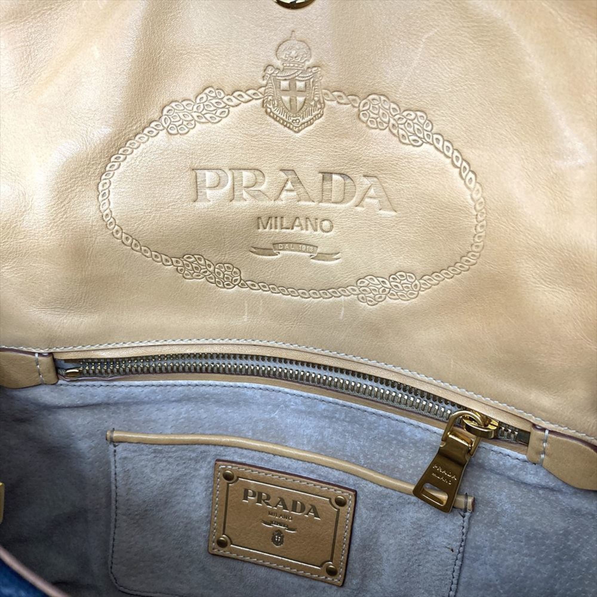 Prada Brown Multi-Color Canvas Handbag (Pre-Owned)