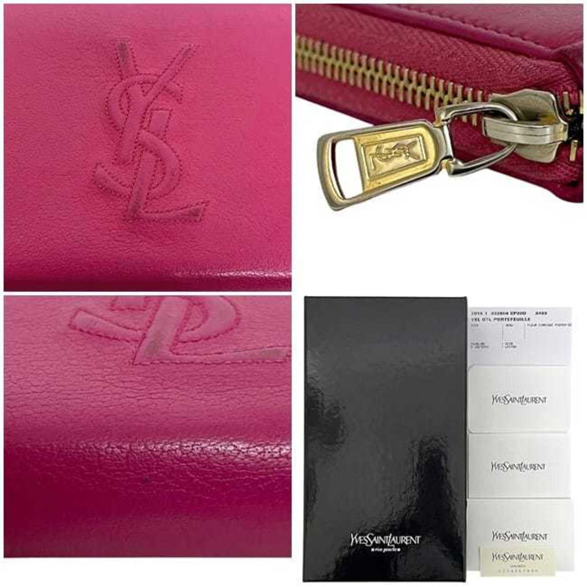 Yves Saint Laurent Pink Leather Long Wallet (Bi-Fold) (Pre-Owned)