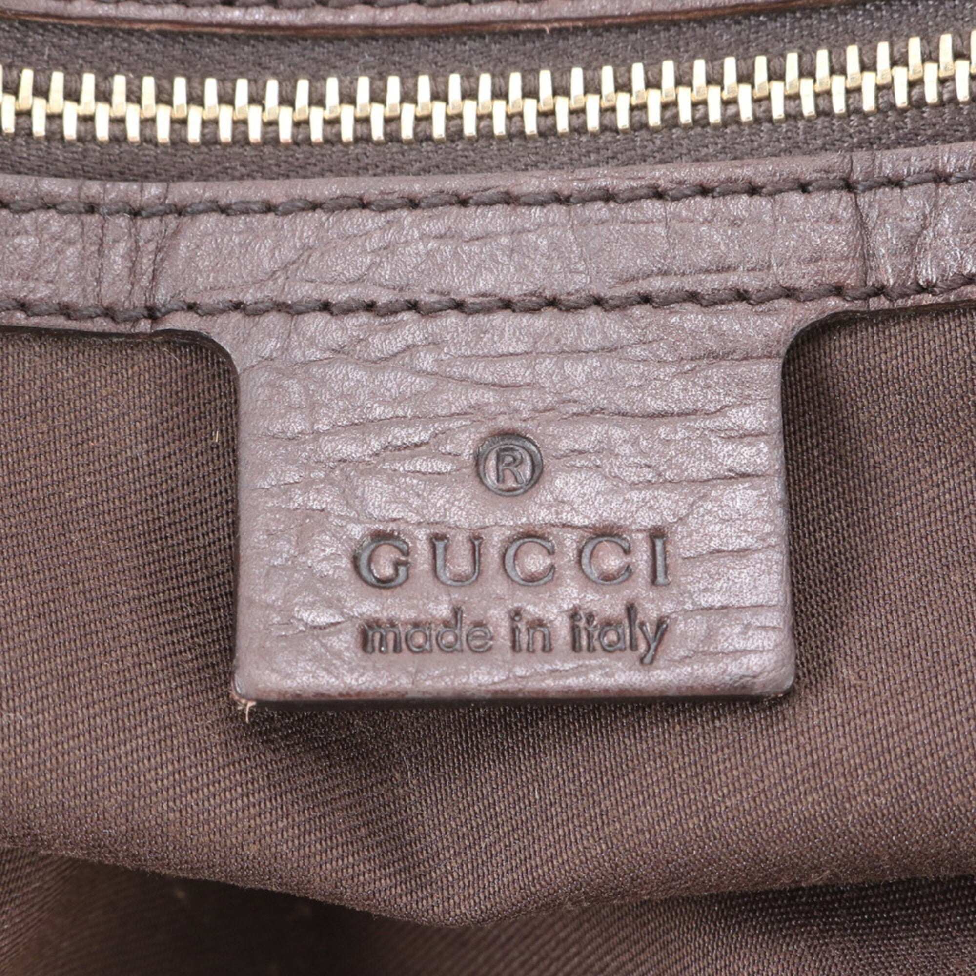 Gucci Sherry Line Brown Leather Canvas Handbag Tote Bag (Pre-Owned)