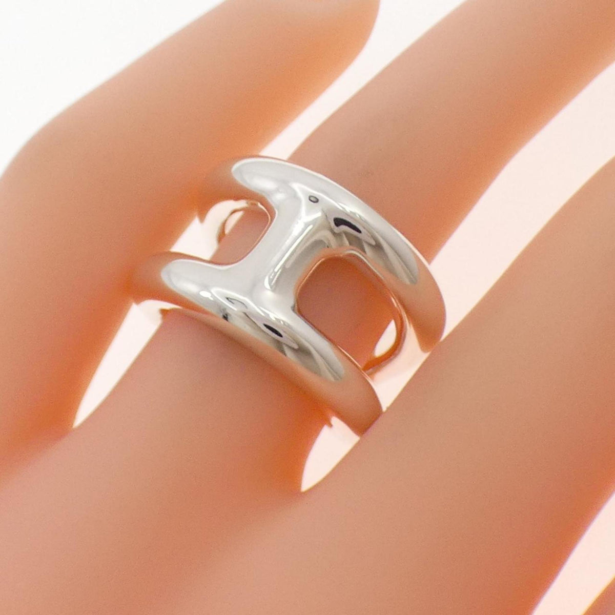 Hermes Silver 925 Band Ring (Pre-Owned)