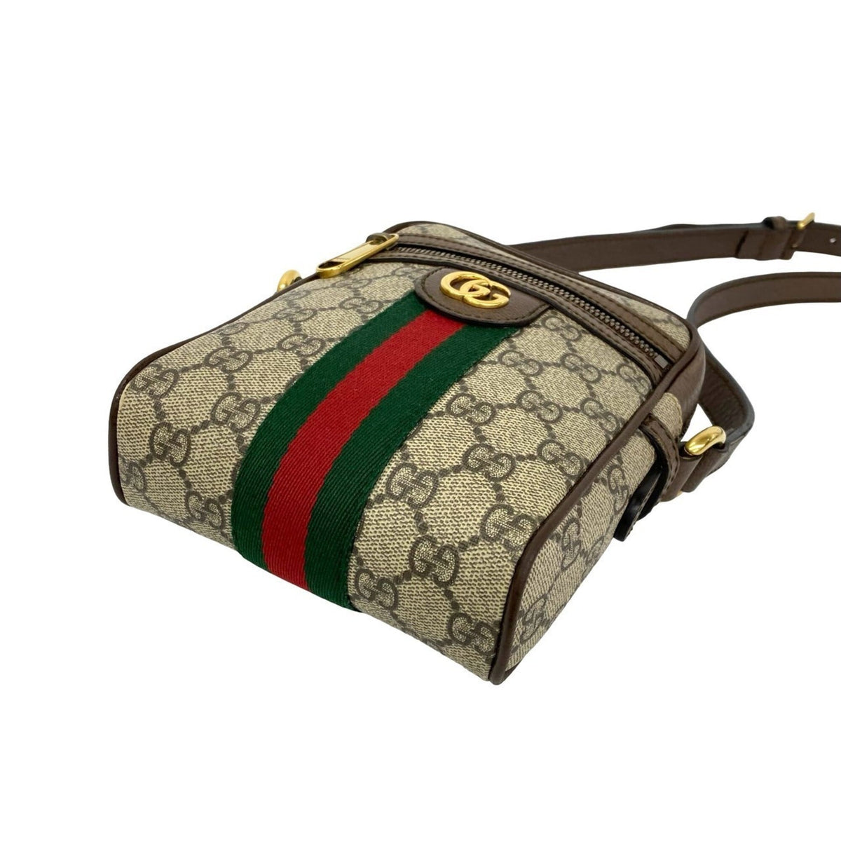 Gucci Brown Green Red Color Leather Pvc Pochette Shoulder Bag (Pre-Owned)