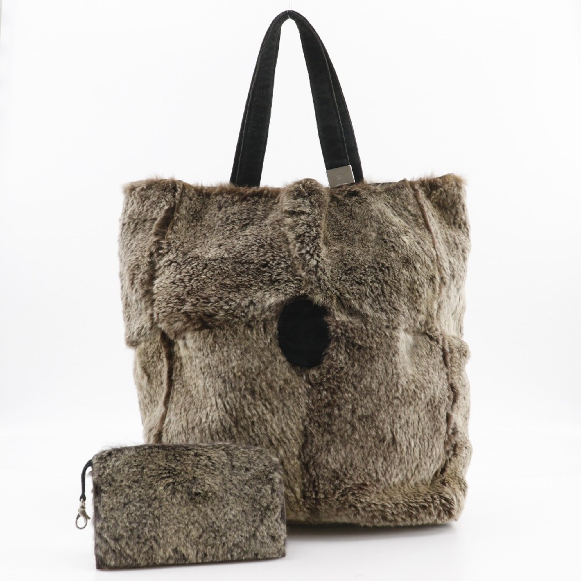 Chanel Brown Fur Handbag Tote Bag (Pre-Owned)