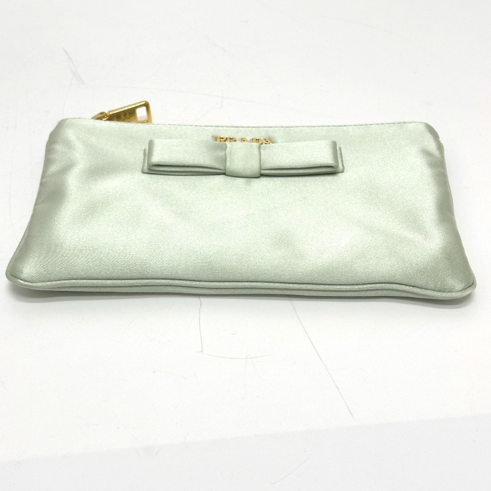 Prada Green Satin Clutch Bag (Pre-Owned)