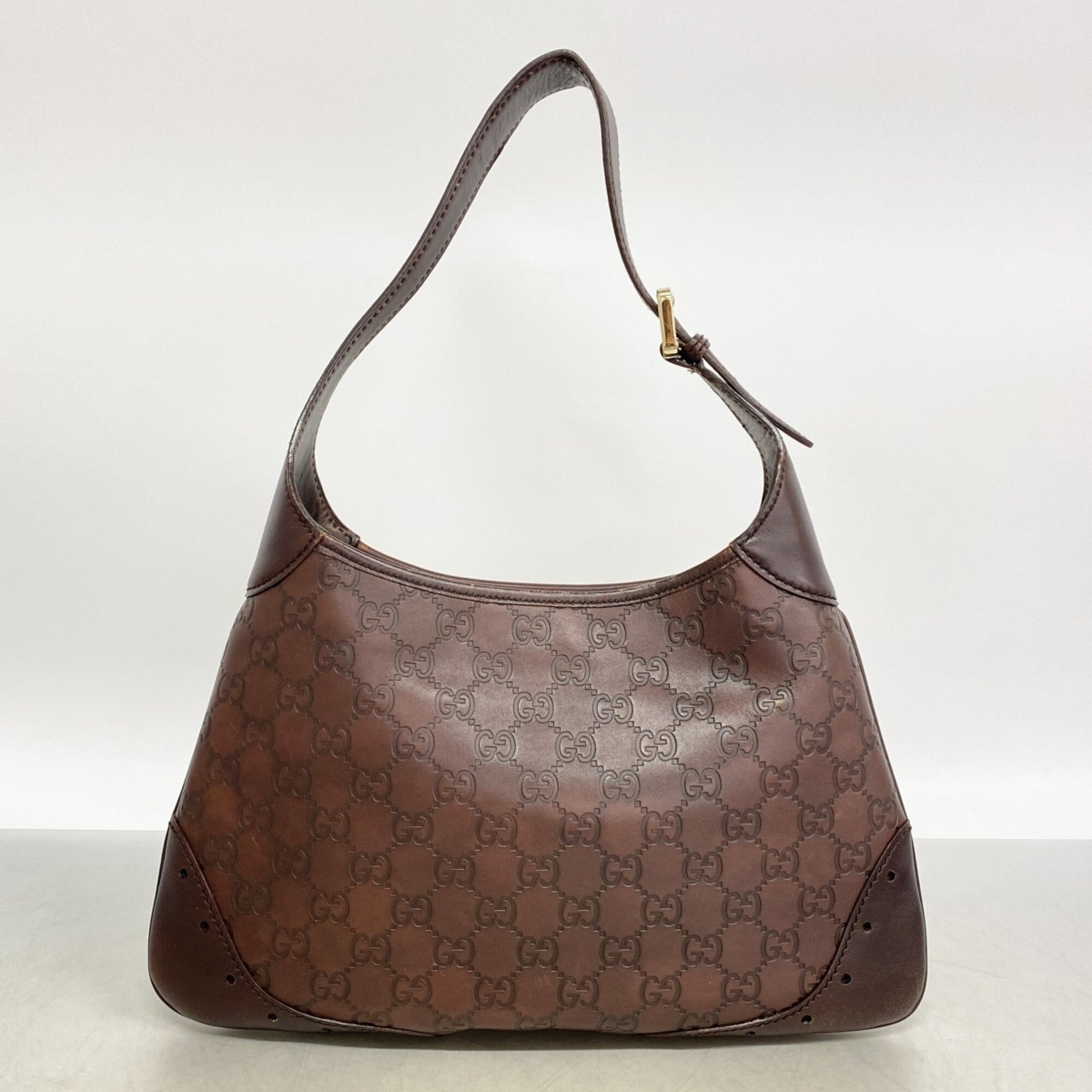 Gucci Dark Brown Leather Shoulder Bag (Pre-Owned)