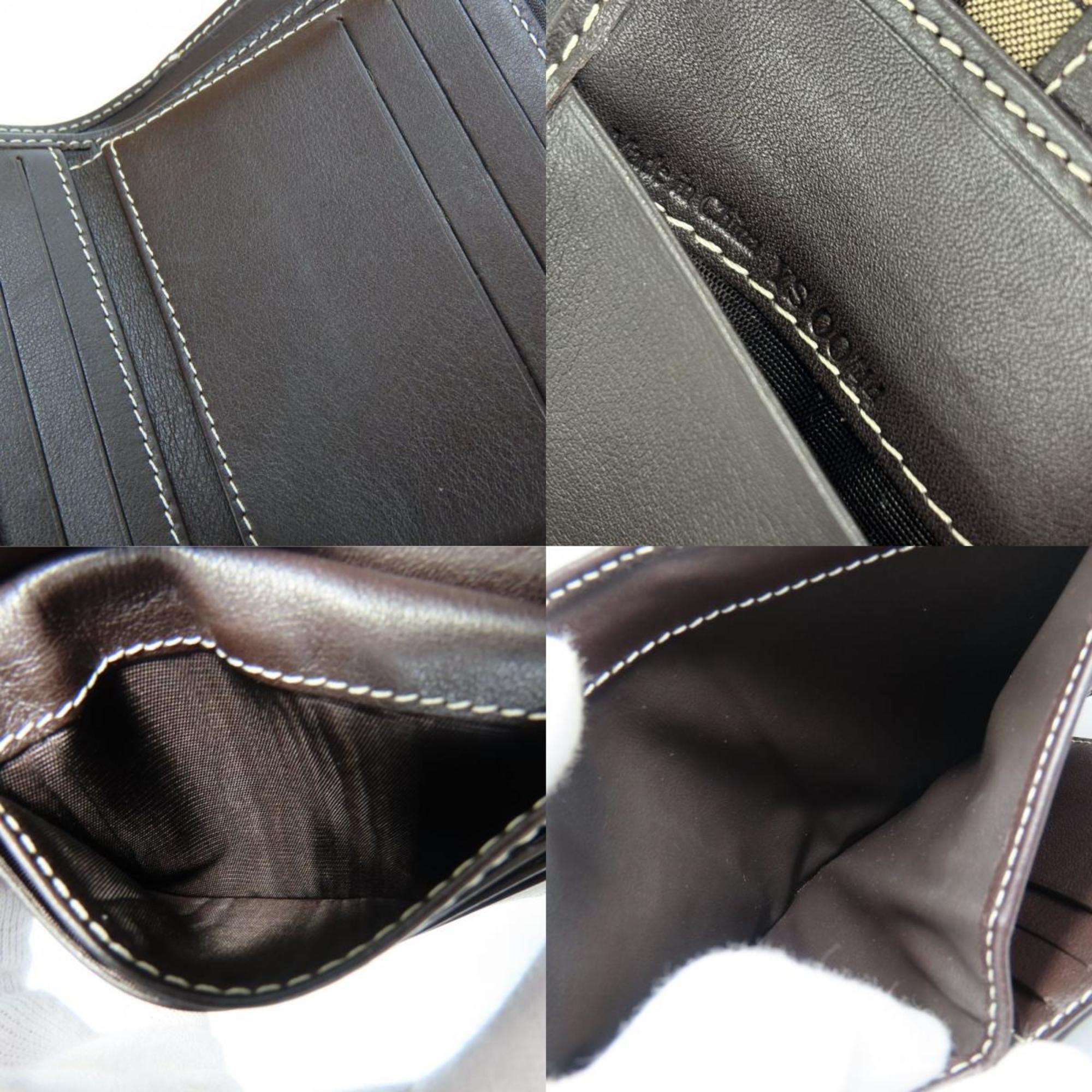 Celine Macadam Beige Dark Brown Canvas Leather Wallet (Bi-Fold) (Pre-Owned)