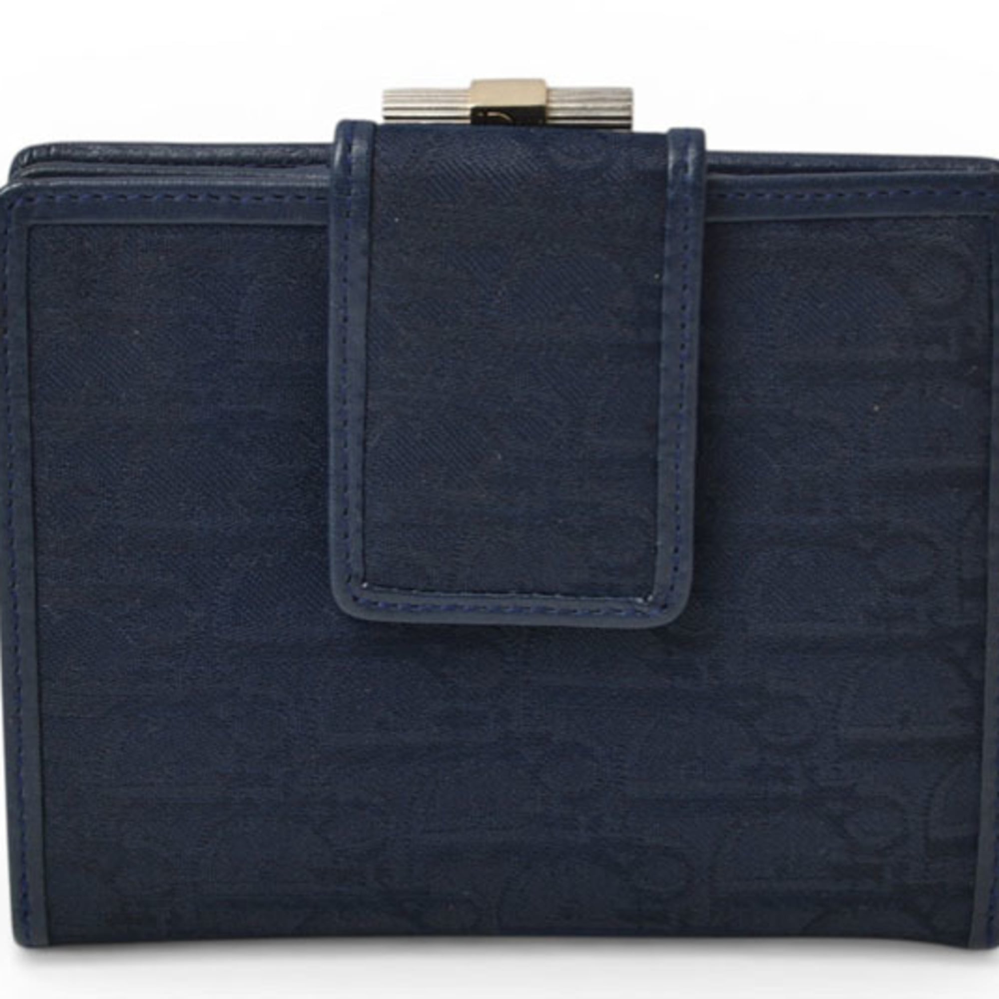 Christian Dior Navy Leather Canvas Wallet (Bi-Fold) (Pre-Owned)