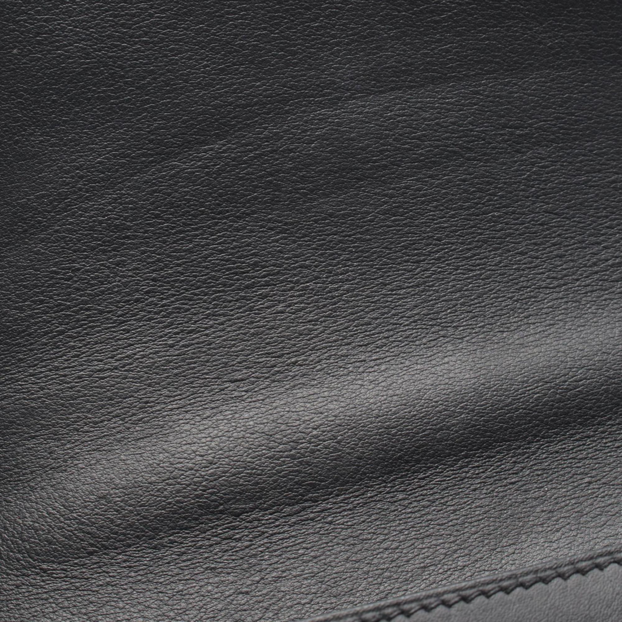 Hermes Black Leather Handbag Shoulder Bag (Pre-Owned)