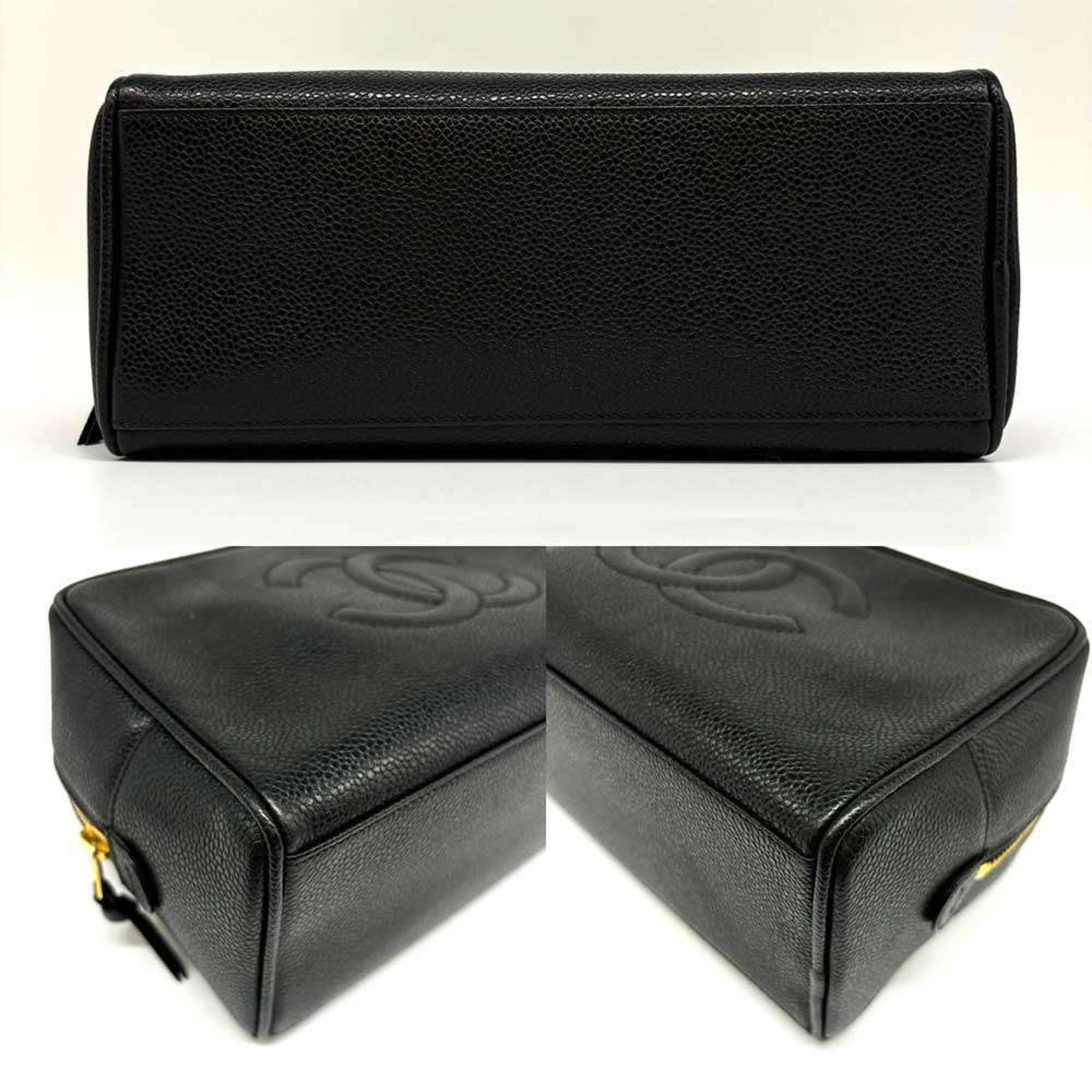 Chanel Caviar Skin Black Caviar Leather Pouch (Pre-Owned)