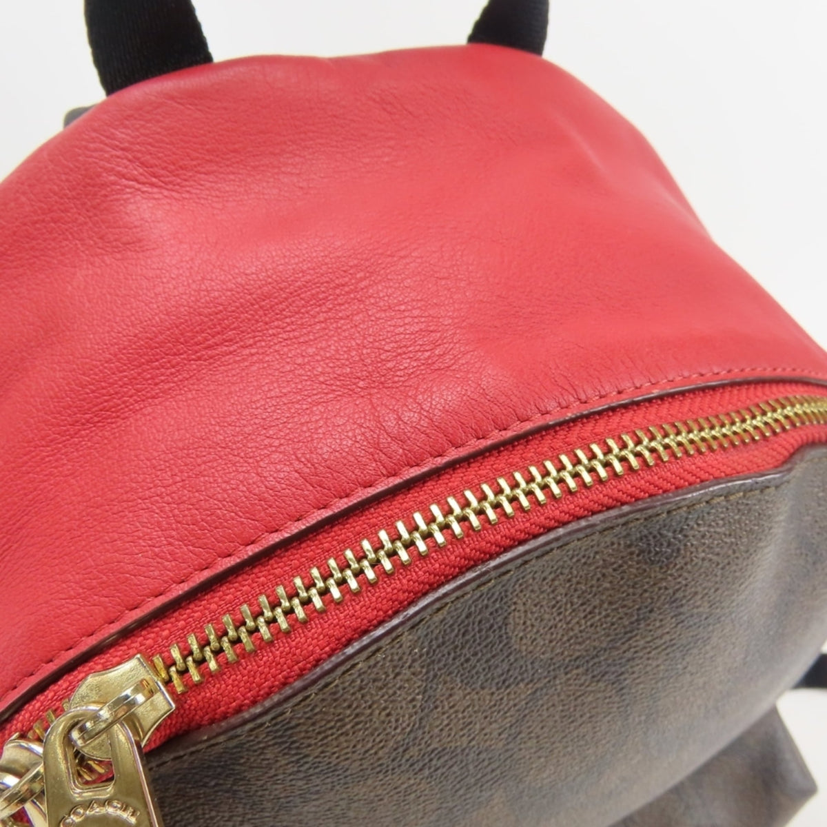 Coach Dark Brown Red Color Pvc Leather Backpack (Pre-Owned)